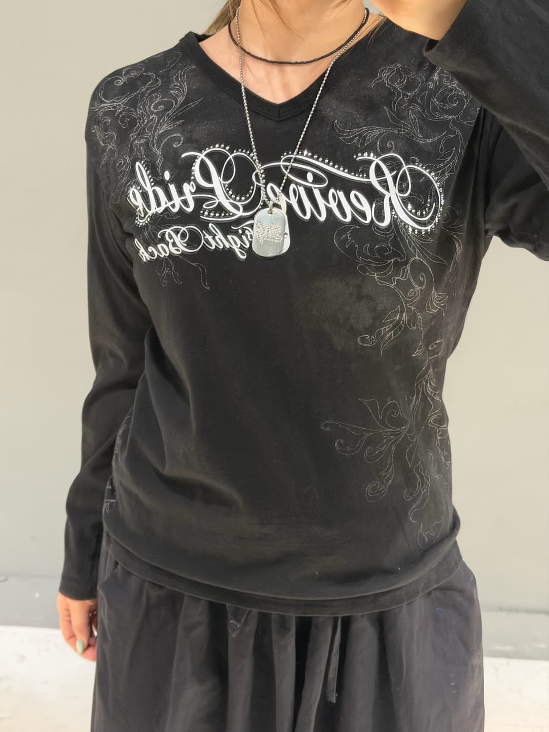 smoking skull printing long sleeve 상품이미지3