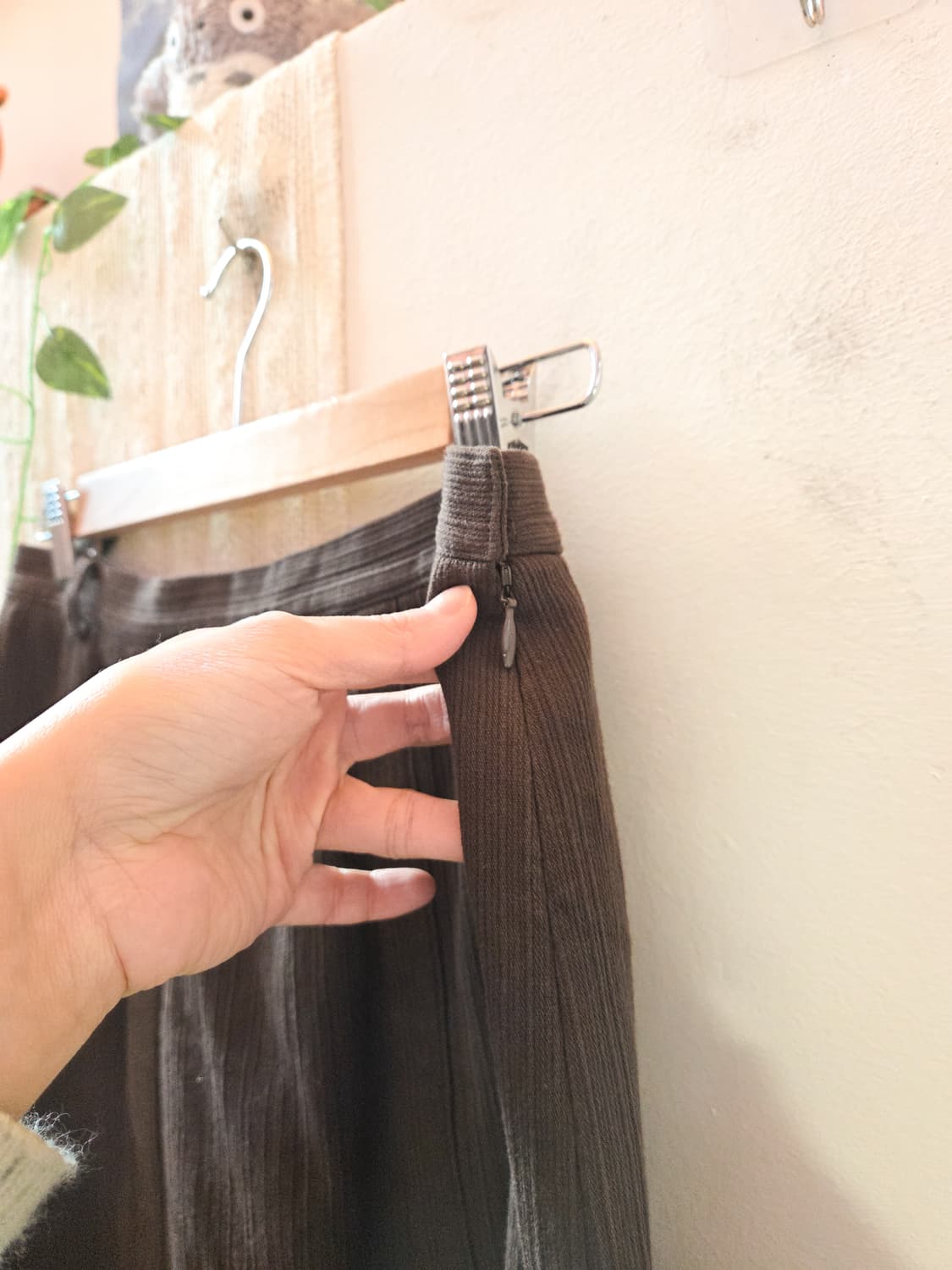 브라운 디테일 롱스커트 상품이미지4