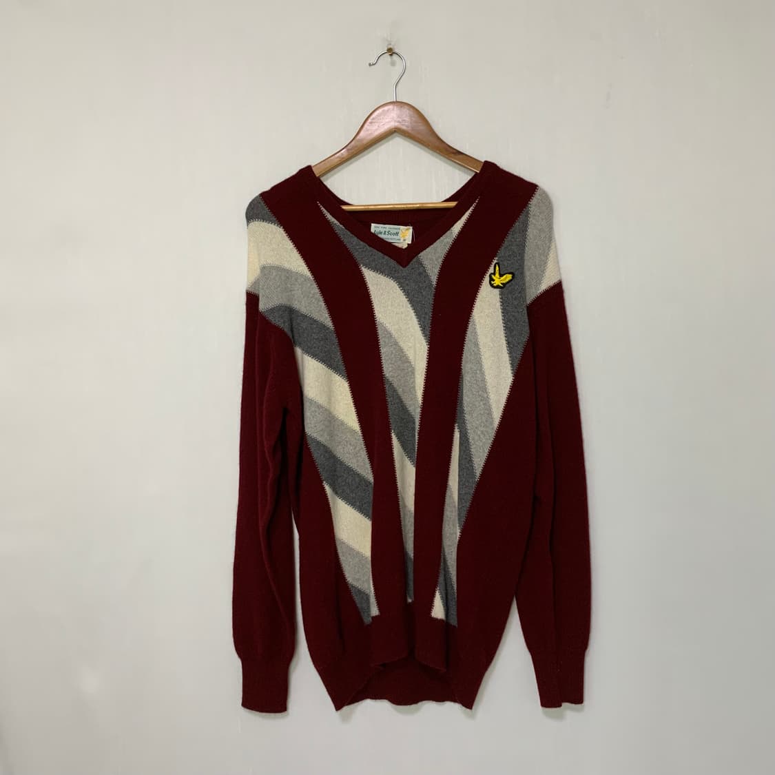 라일앤스콧 브이넥 캐시미어 패턴 니트 일본빈티지 상품이미지1