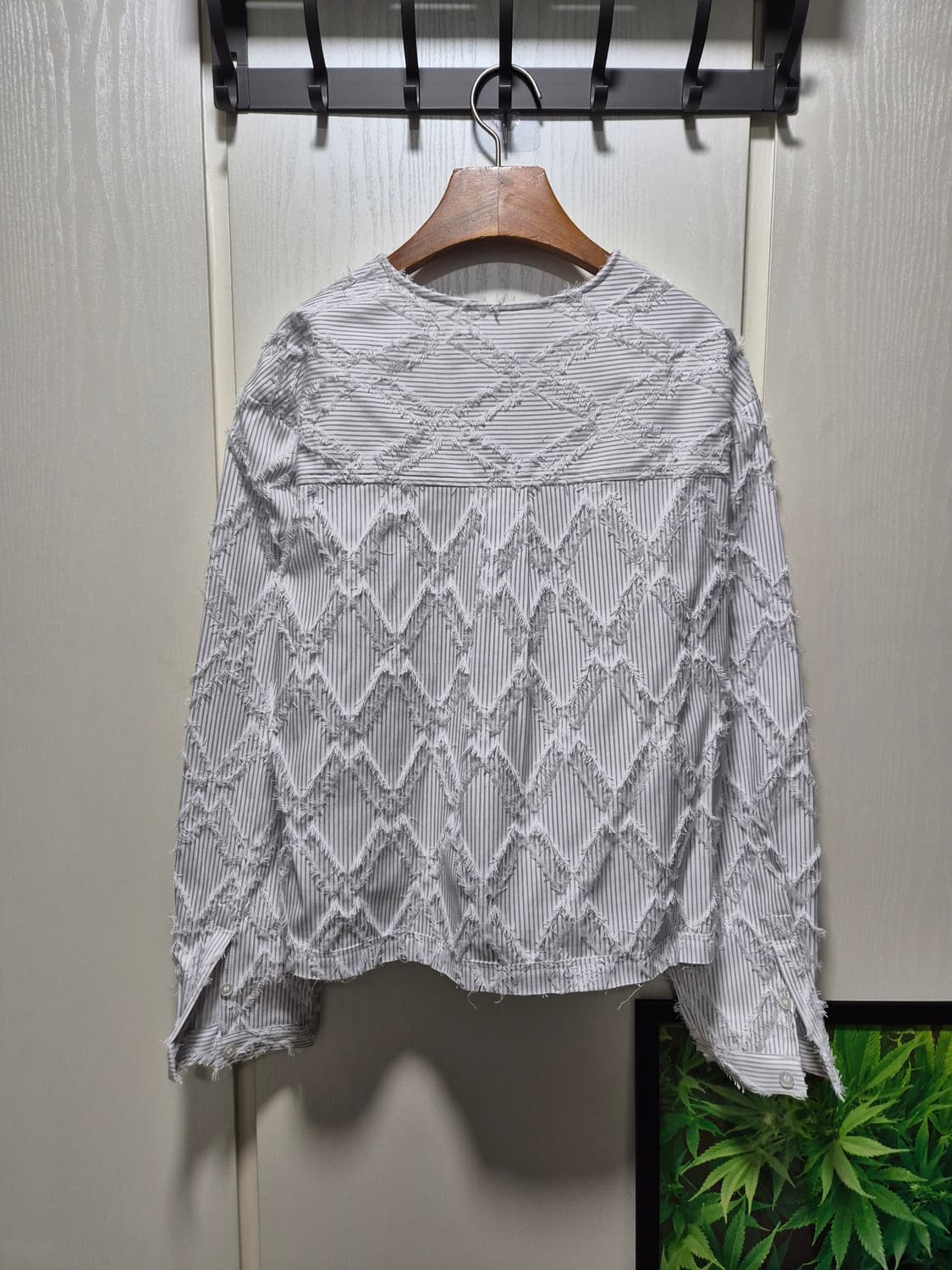 빈티지 봄여름 그레이 스트라이프 크롭 자켓 상품이미지10