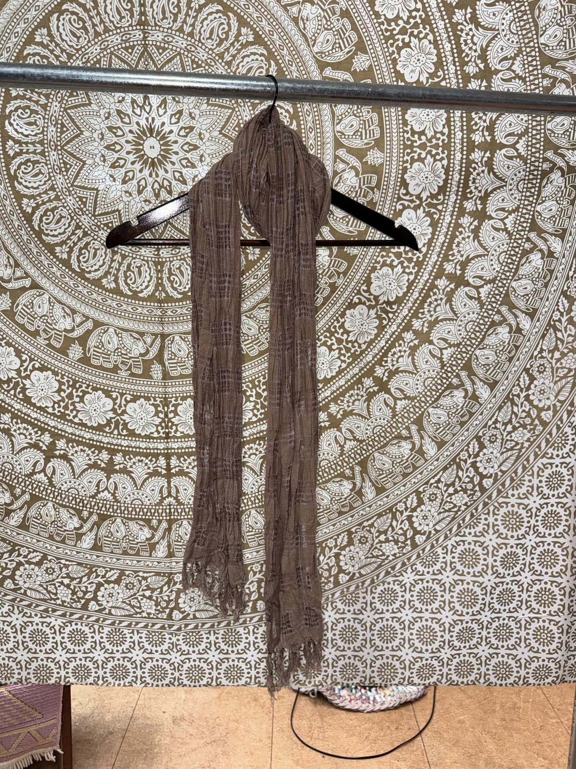 빈티지 린넨 체크 머플러  상품이미지4