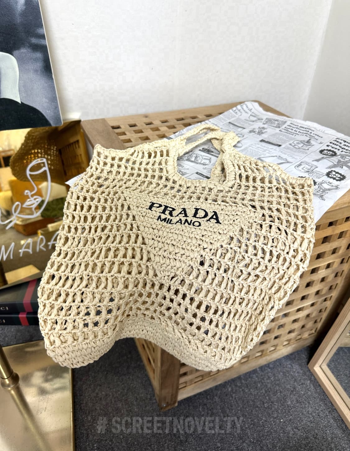 프라다 뷰티 라탄백 에코백 베이지 세일가 무료배송 상품이미지4