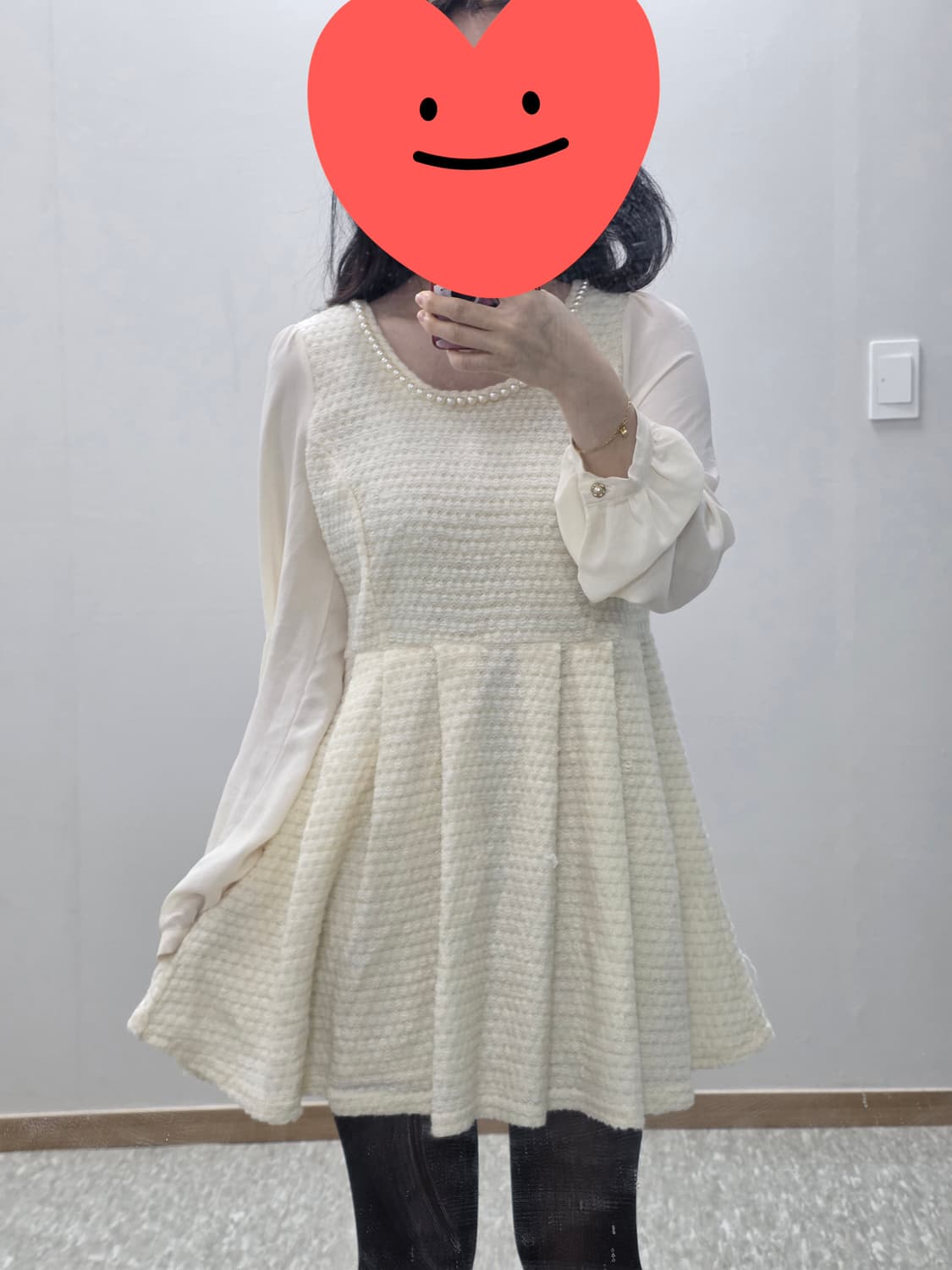 ingni 일본빈티지)히메라떼갸루 진주 트위드 쉬폰 로맨틱 원피스 상품이미지4