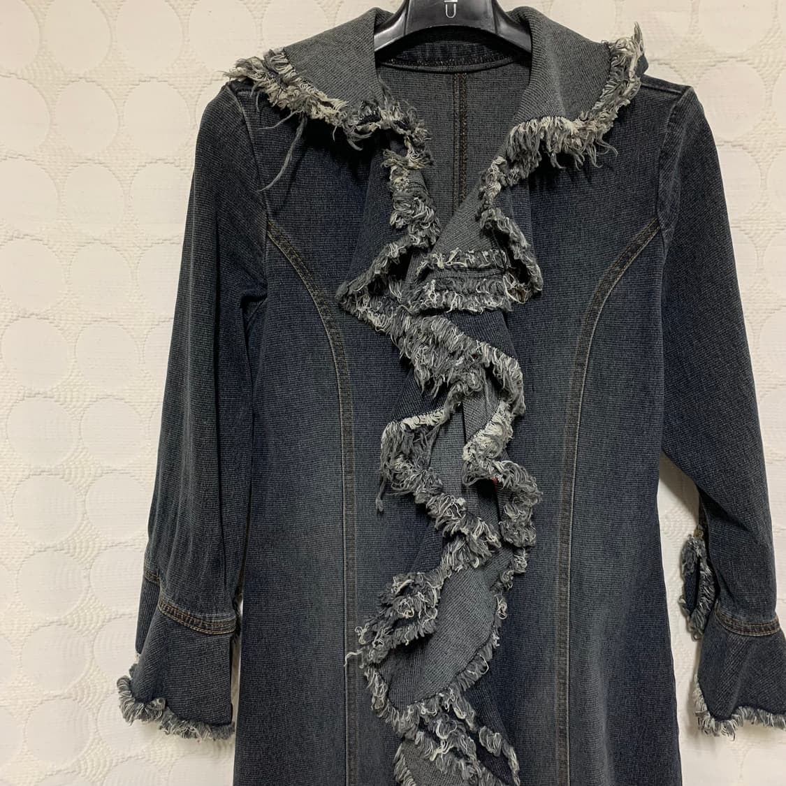 Japanese Vintage 태슬 레이스 데님 롱코트 상품이미지6