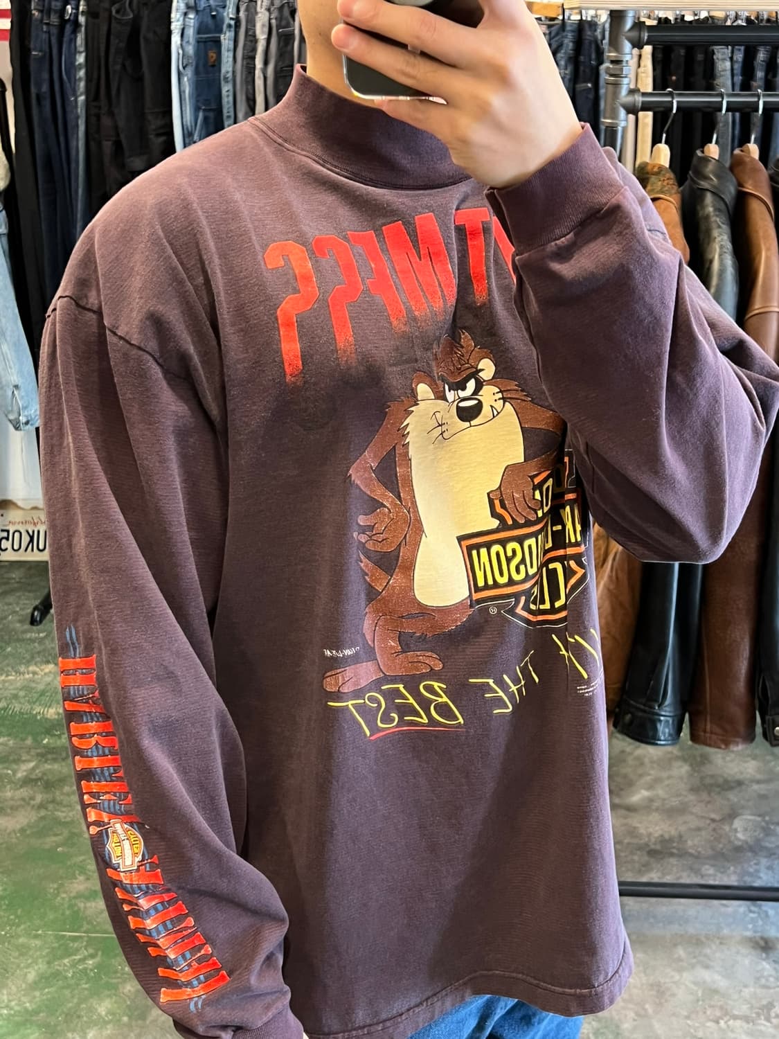 90's [XL] 할리데이비슨 루니툰즈 타즈 그래픽 빈티지 롱슬리브 상품이미지2