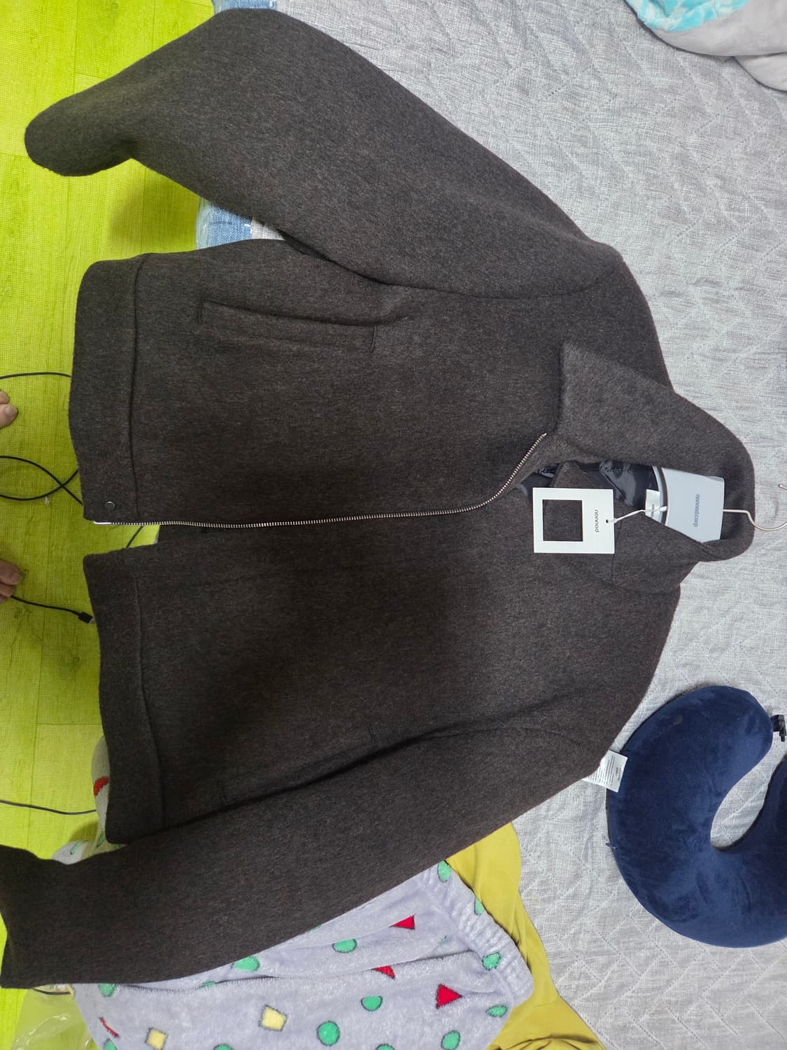 논노드 울 크롭자켓 브라운 상품이미지2