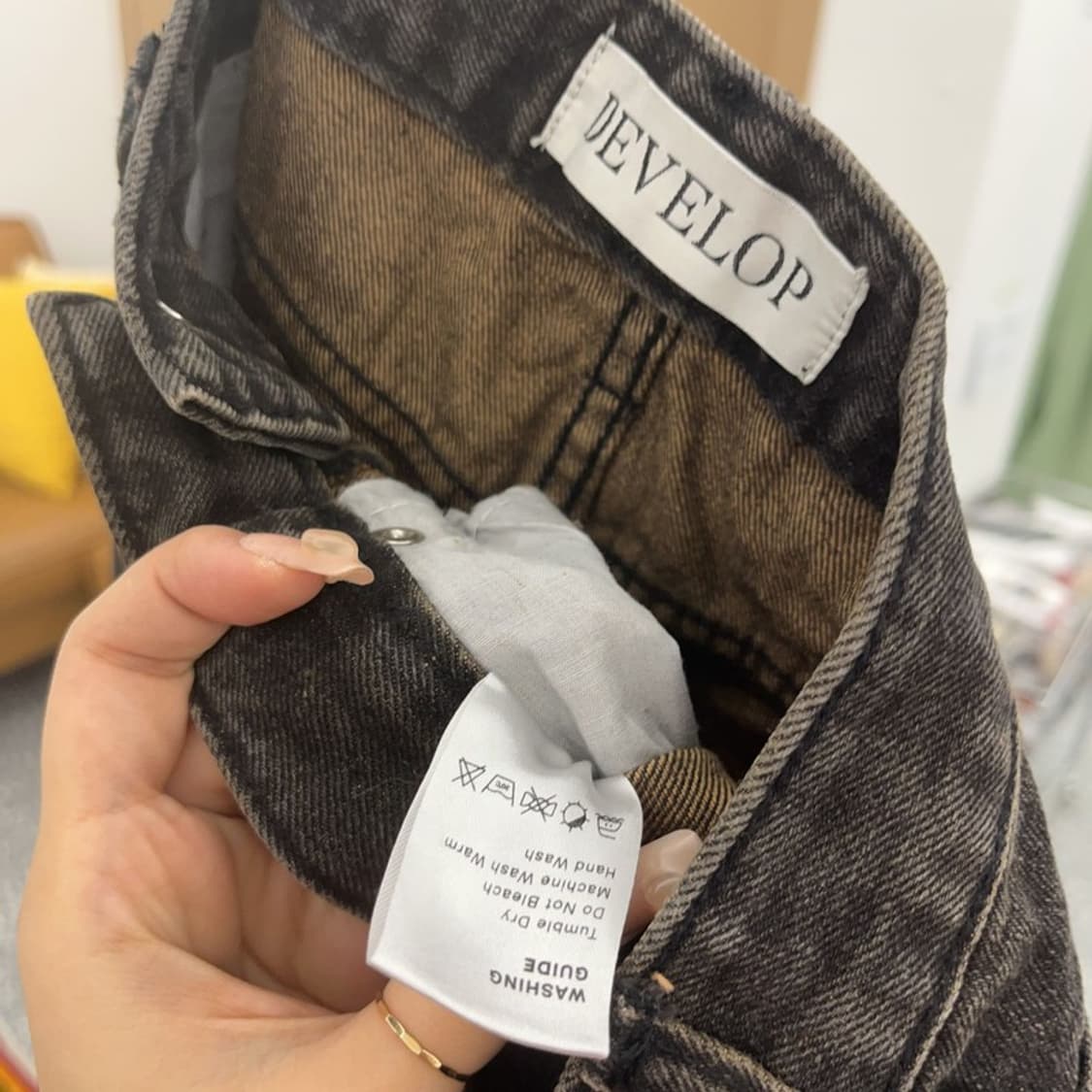 빈티지 테슬 라인 디테일 흑청 와이드 데님 팬츠 28인치 C06428 상품이미지5