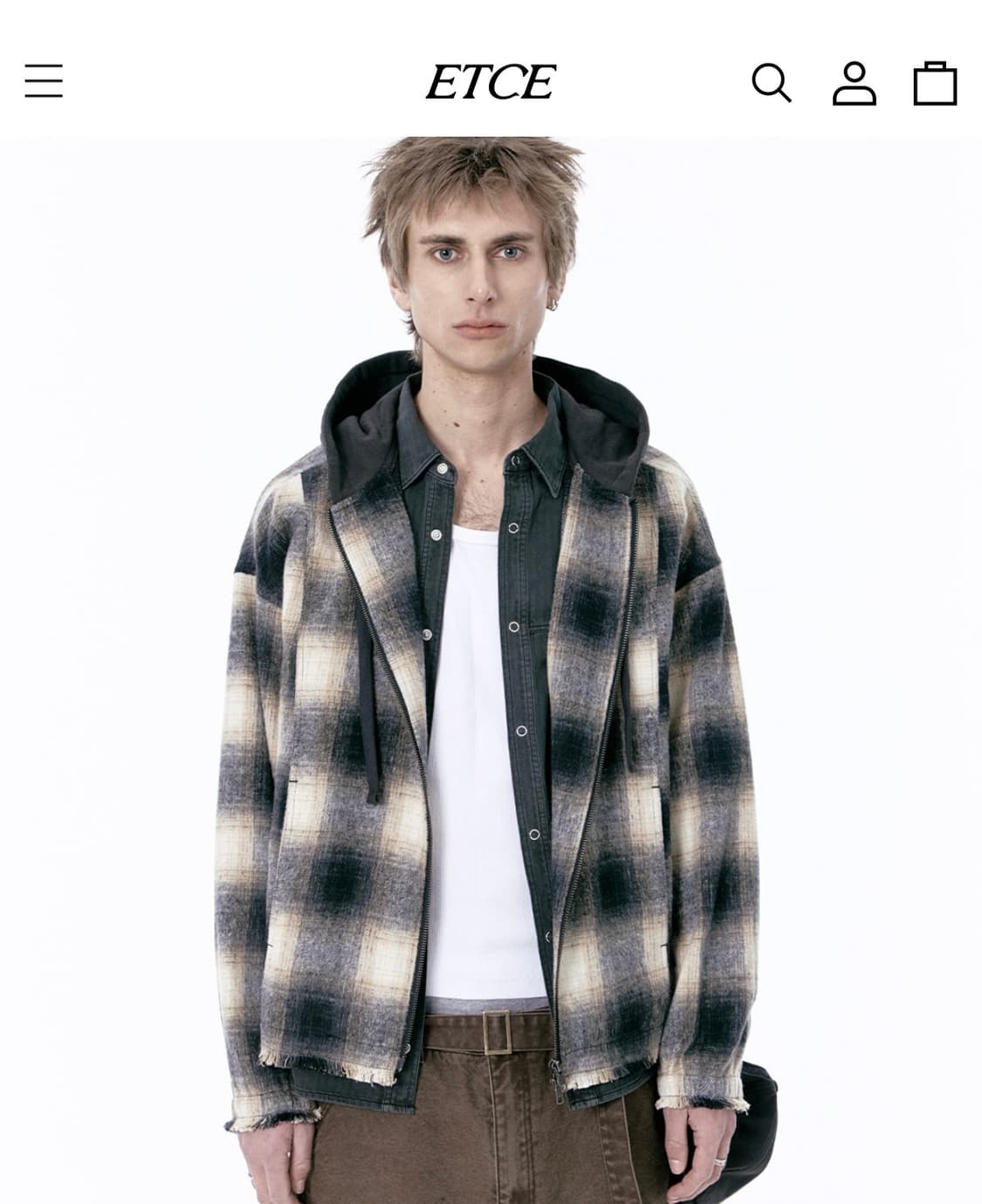 Etce 옴브레 체크 후드 재킷 상품이미지4