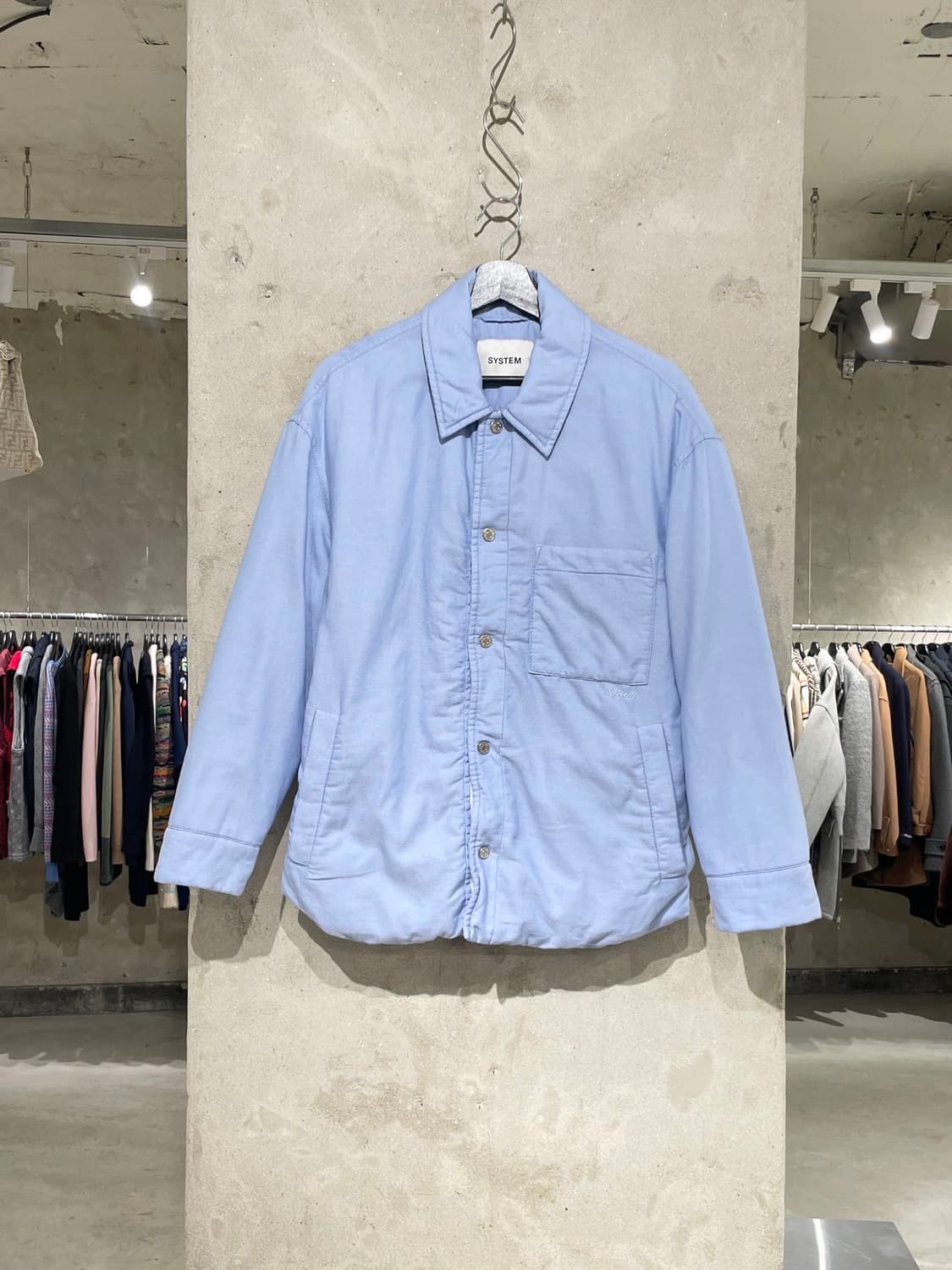 시스템 스카이 블루 싱글 포켓 스냅 버튼 자켓 상품이미지1
