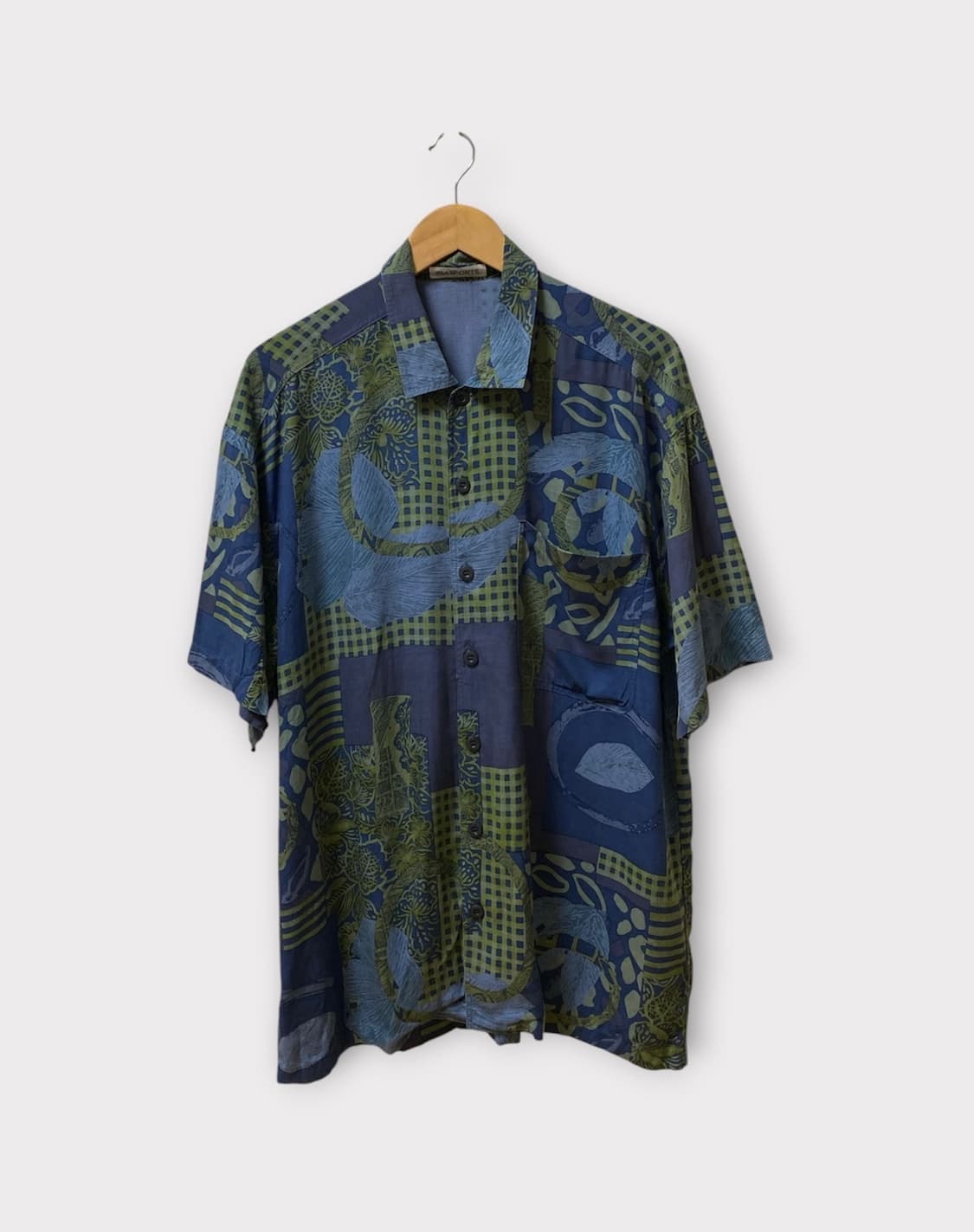 일본 Vintage Green Patchwork Shirt-free 상품이미지1