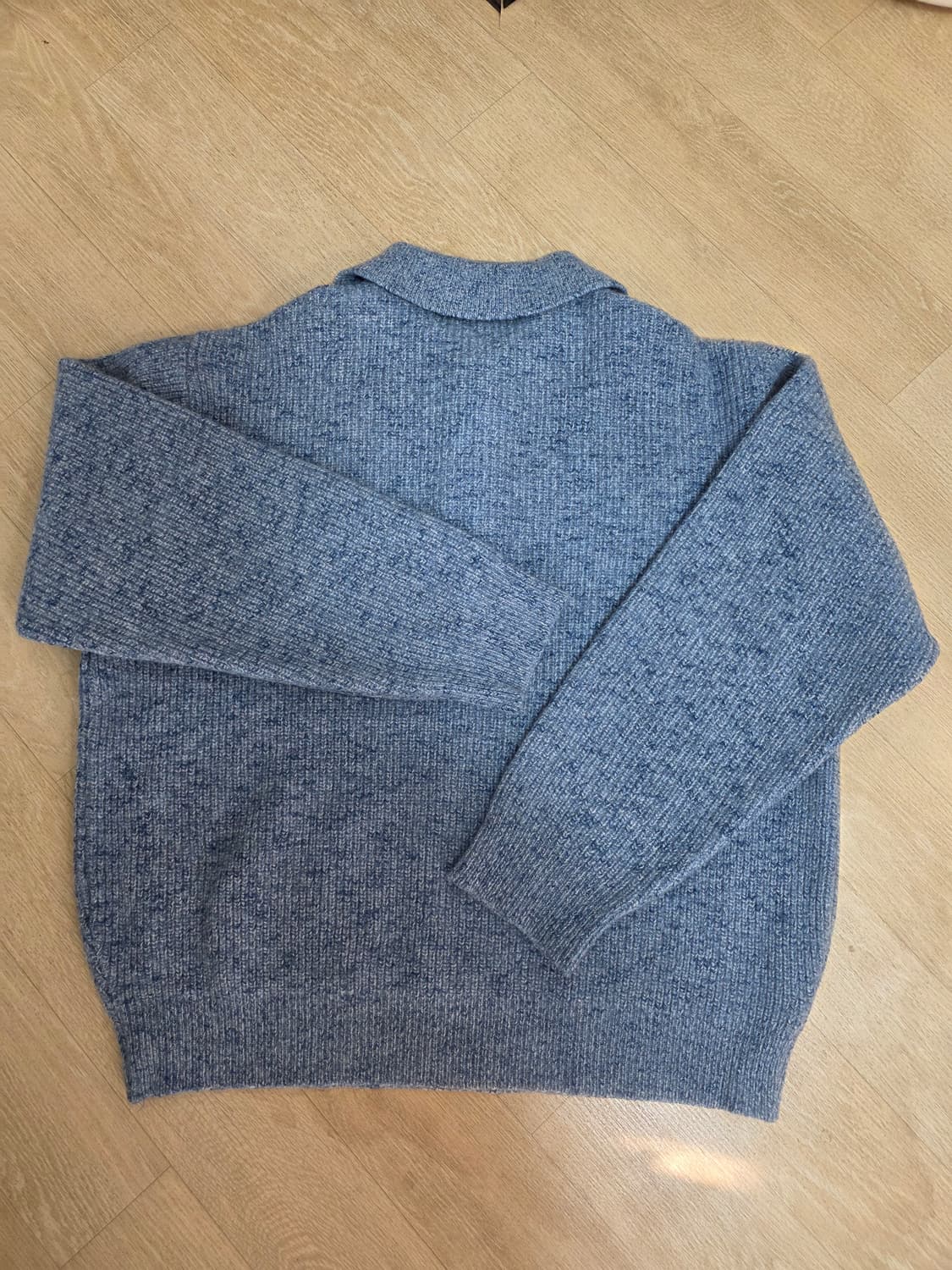 비슬로우 울 카라 니트 멜란지 블루 L 상품이미지7