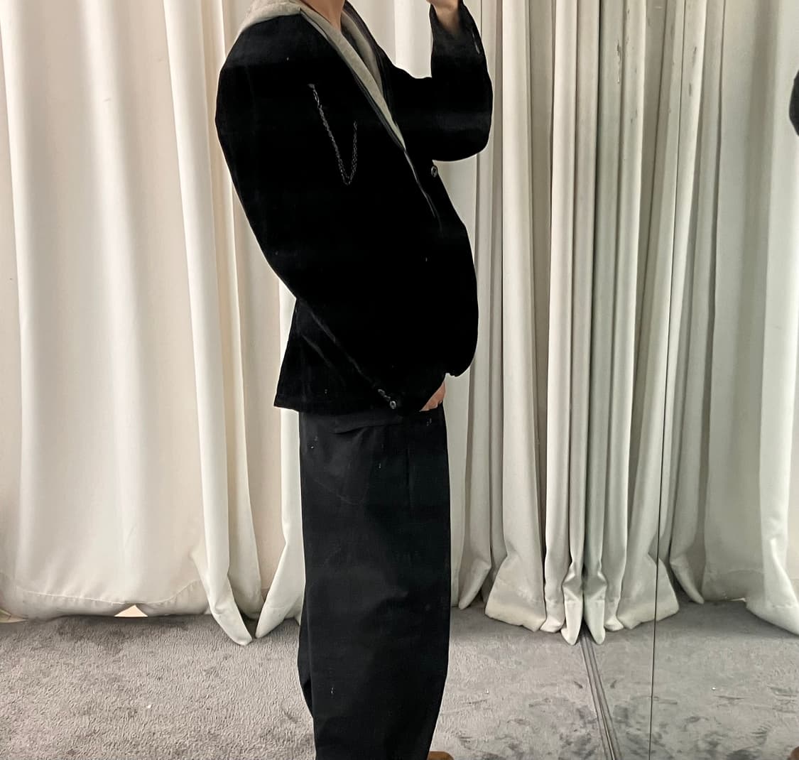 splendid satisfaction 블랙 벨벳 후드 블레이저 L 상품이미지8