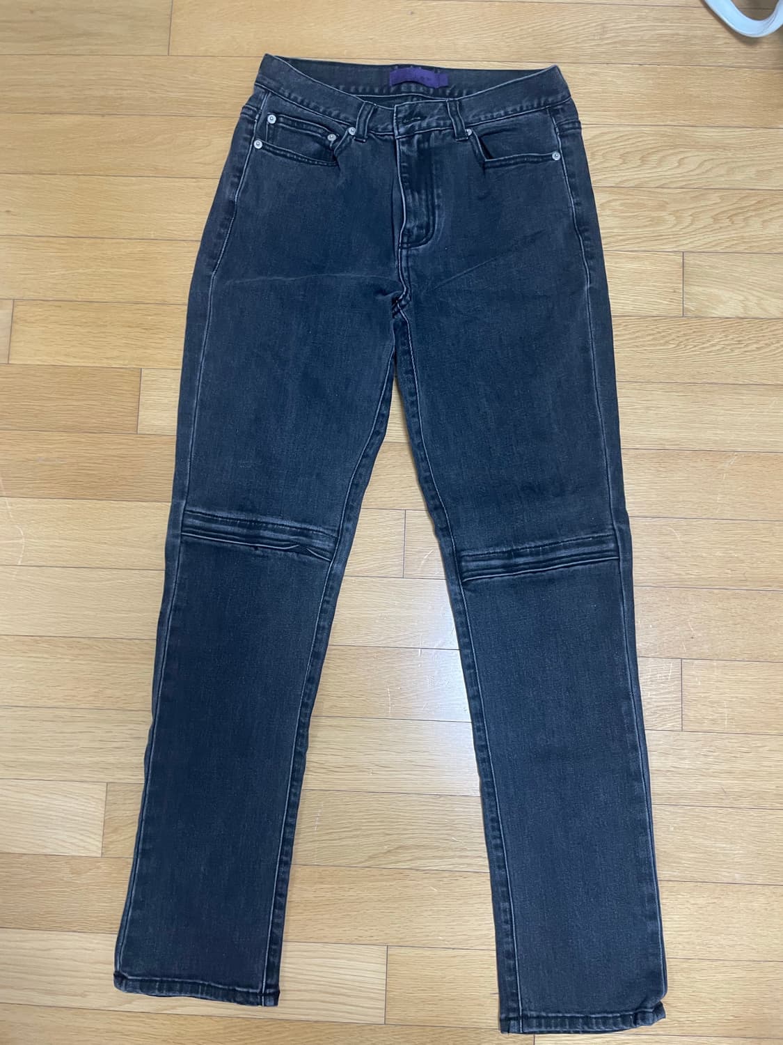SLIM FIT MIDDLE ZIPPER DENIM WASHED BLAC 상품이미지3