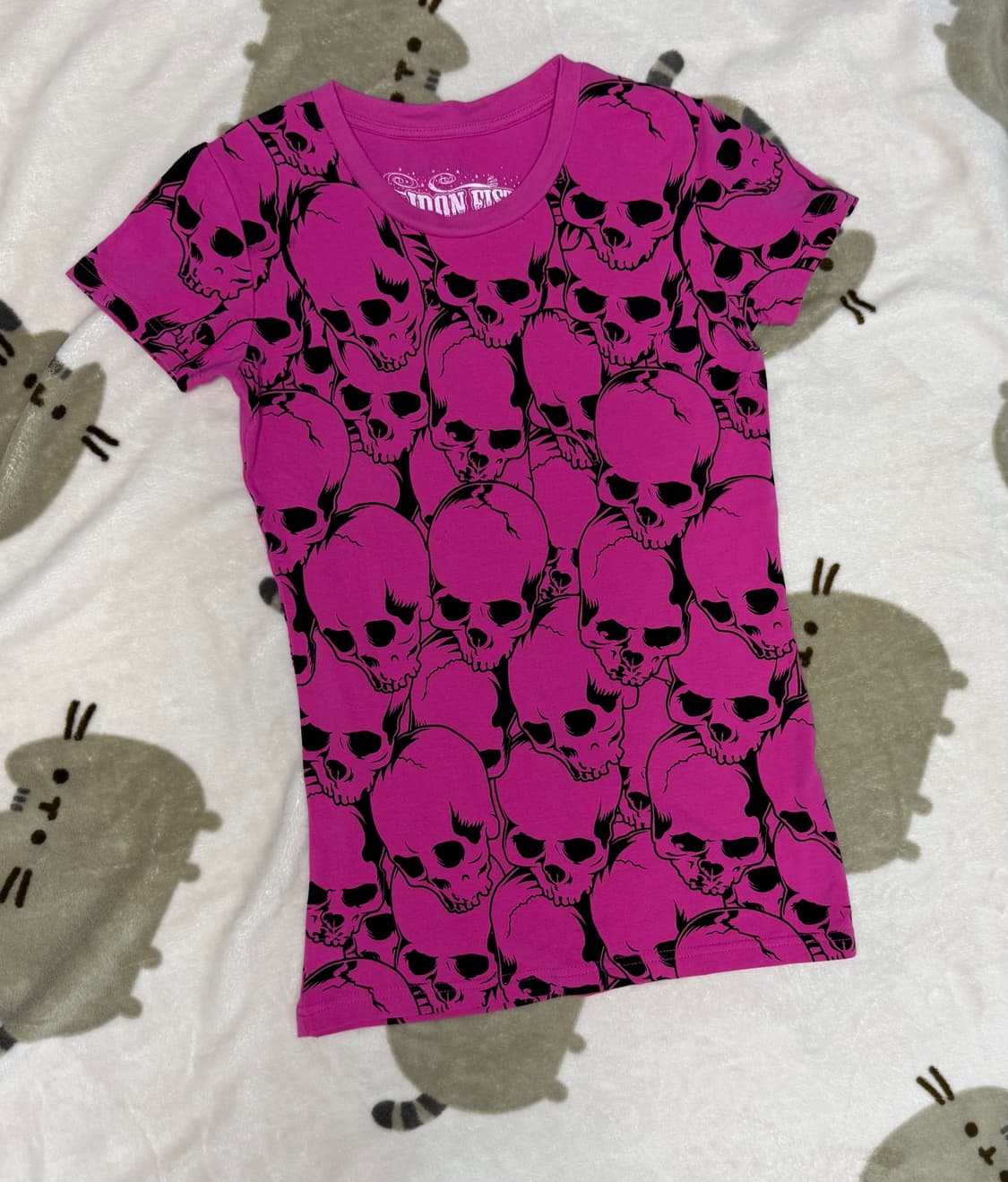 핫핑크 해골 그래픽 반소매 상품이미지1
