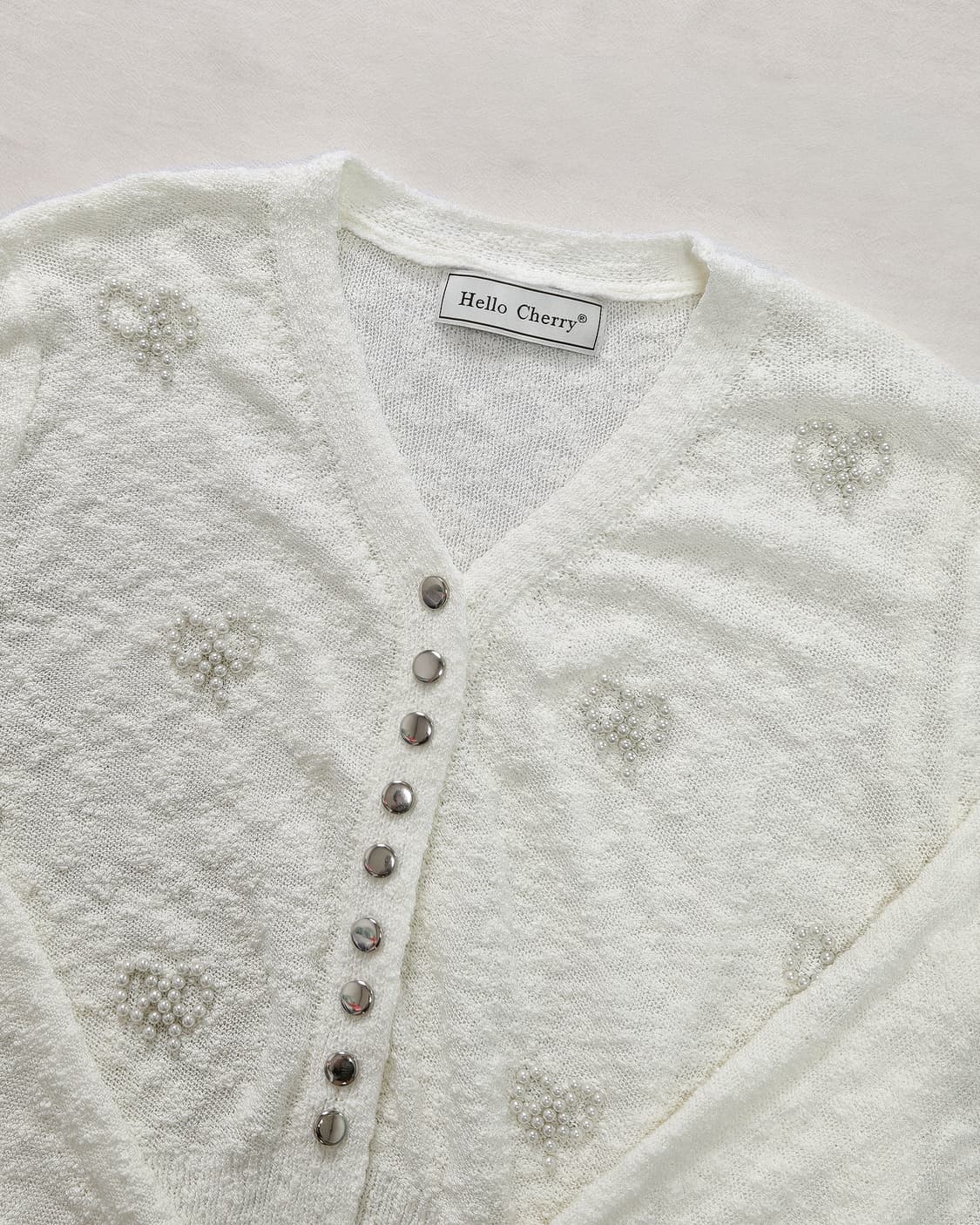 비즈 리본 크림 화이트 가디건 상품이미지3
