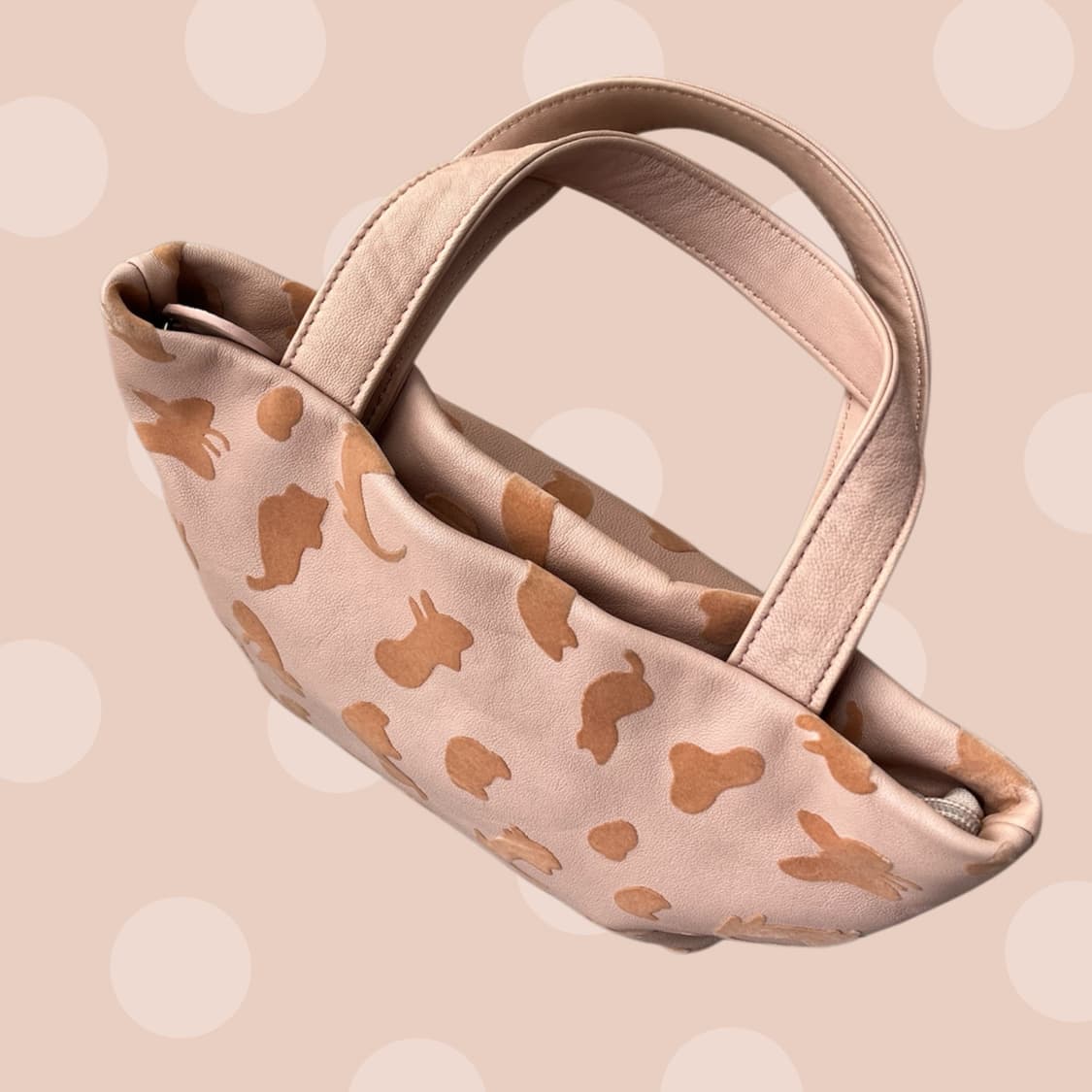 츠모리 치사토 고양이&나비 피치핑크 레더 토트백 상품이미지5