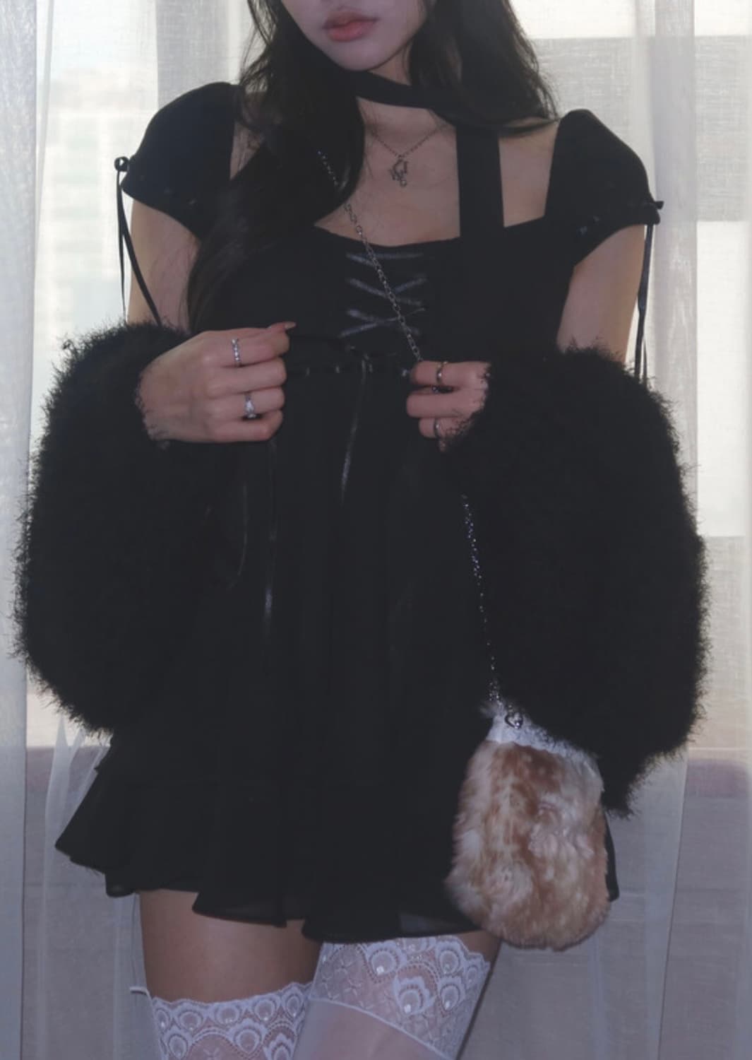 엔젤넘버555 스노우 엔젤 블라우스 블랙 상품이미지1