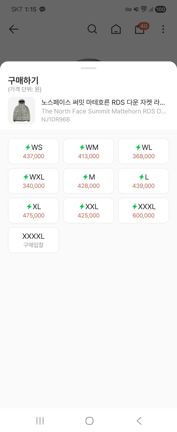 25fw 노스페이스 마테호른 M사이즈 라이트그레이 상품이미지4