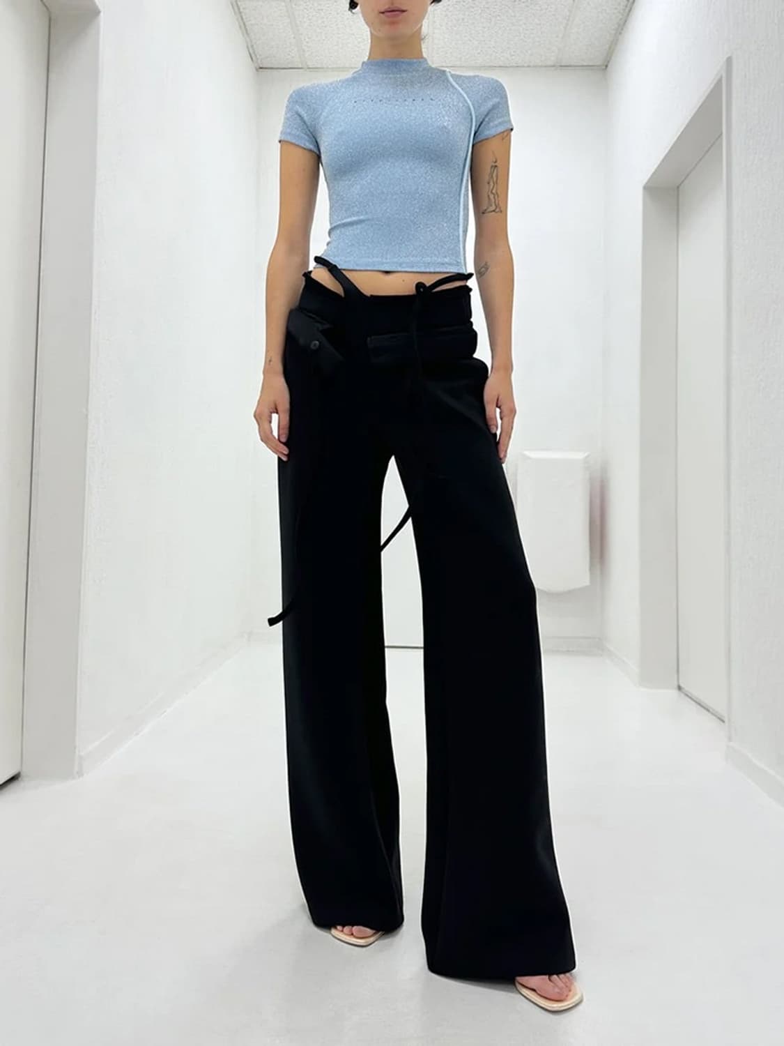 오토링거 블랙 더블 웨이스트밴드 수트 트라우저 상품이미지4