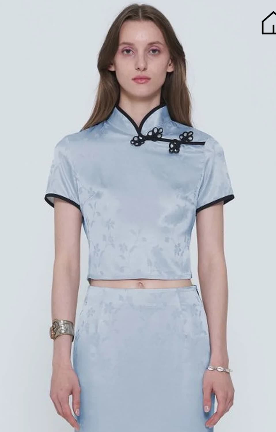 스컬프터 satin folksy top blue 상품이미지1