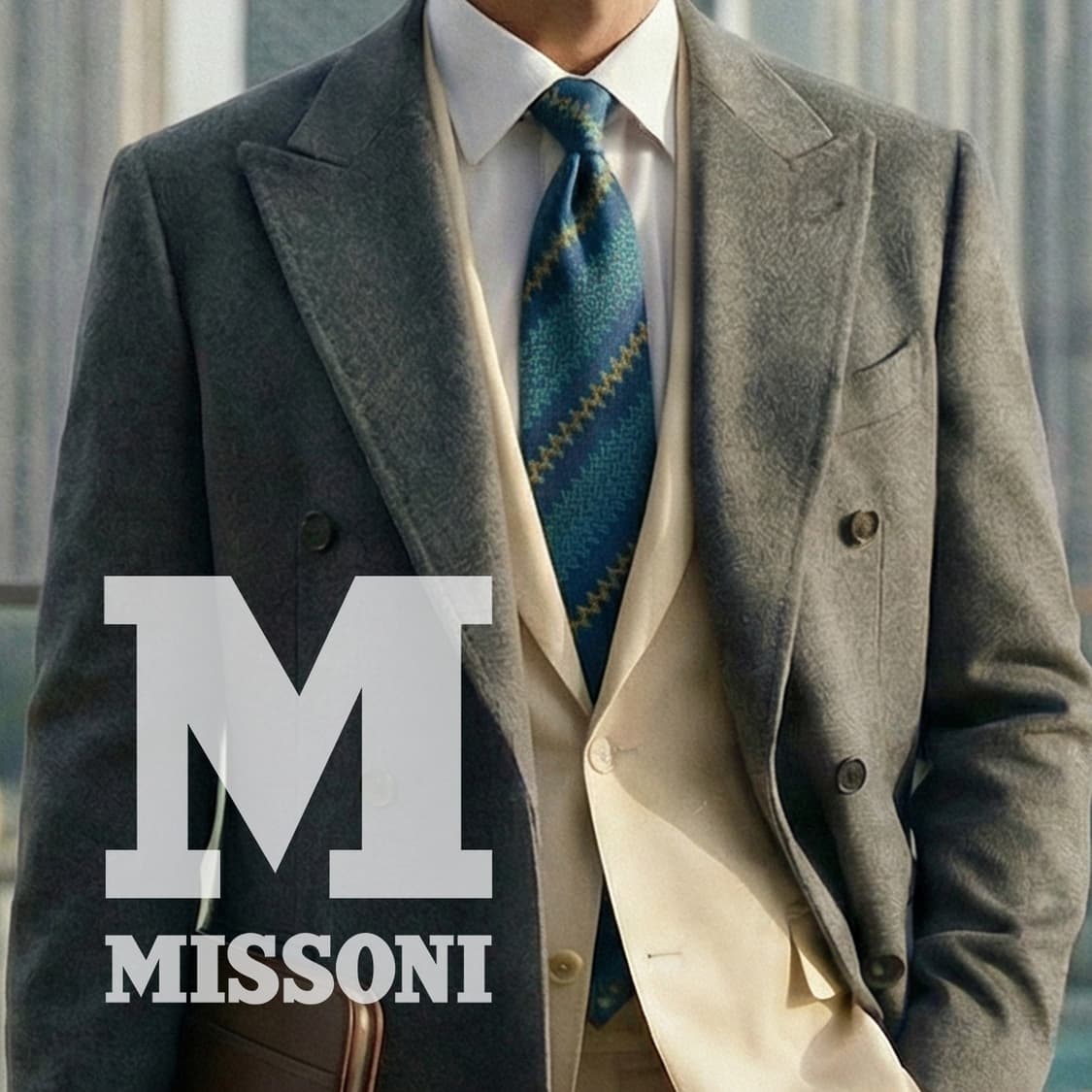 미쏘니 실크 청녹색 지그재그 패턴 넥타이 9.4cm A+등급 K1830
 상품이미지1