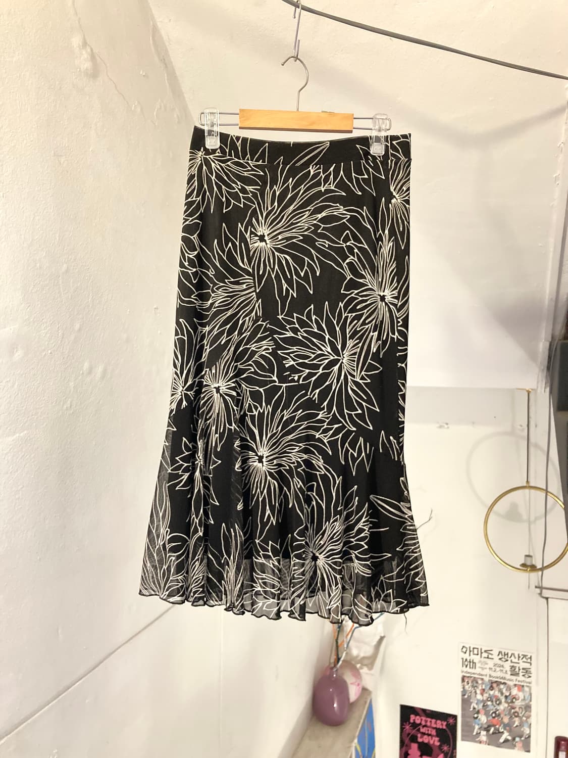y2k 플라워 스판 미디 스커트 상품이미지1