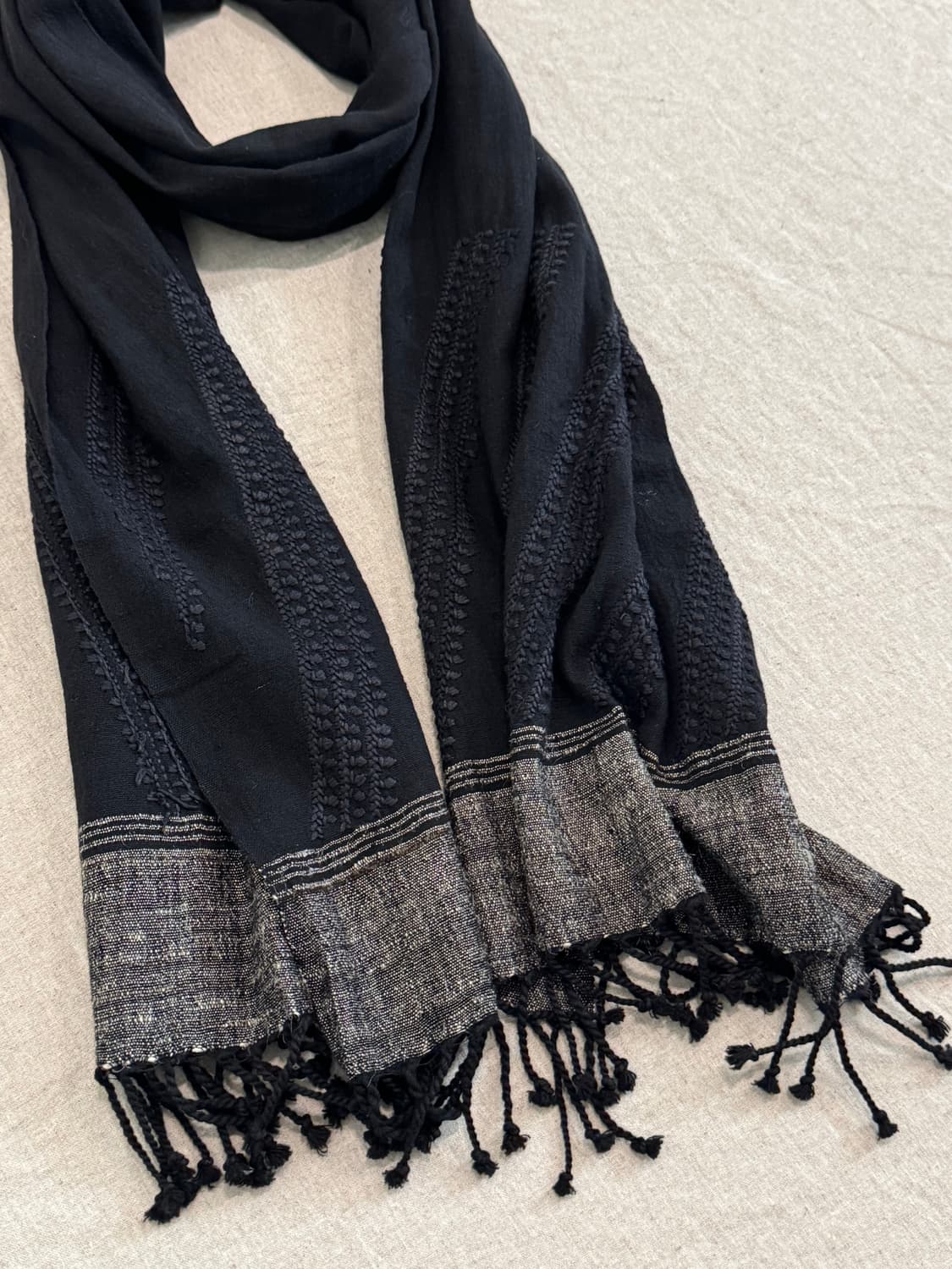 요지야마모토 뿌르옴므 24ss 핸드스티치 실크 머플러 상품이미지2