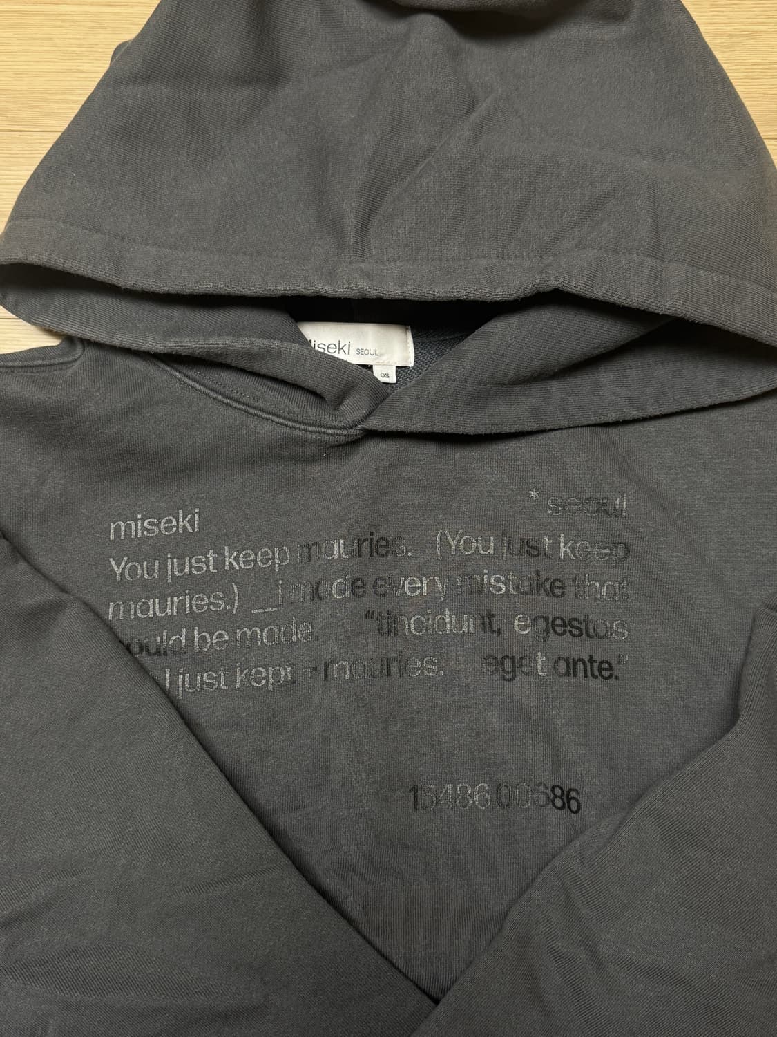 미세키서울 후드24FW Quote sweat hoodie CHARCOAL 상품이미지2