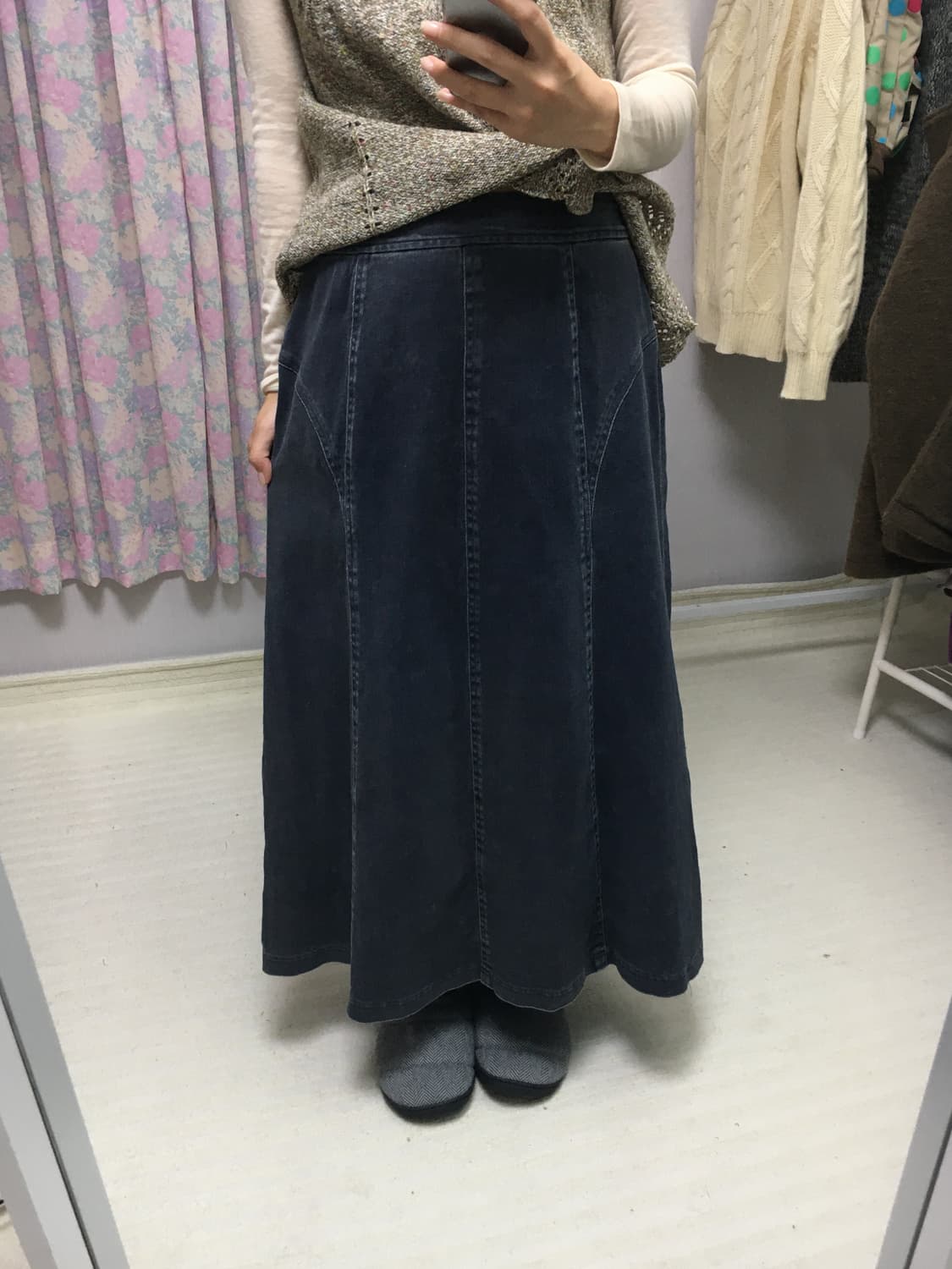 다크그레이 데님 스커트 상품이미지5