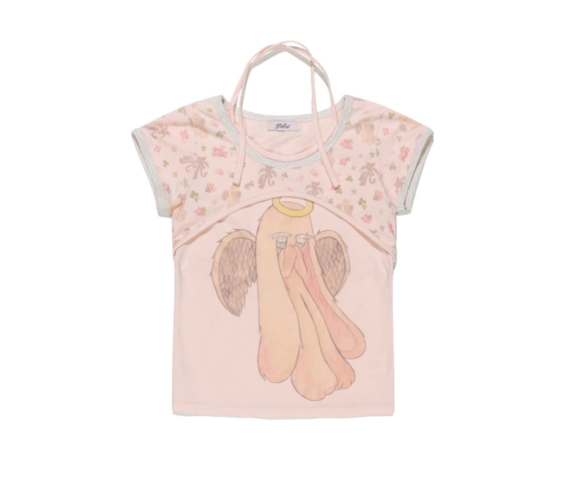 PEHRT Halter Neck Bolero Print T shirt 상품이미지1