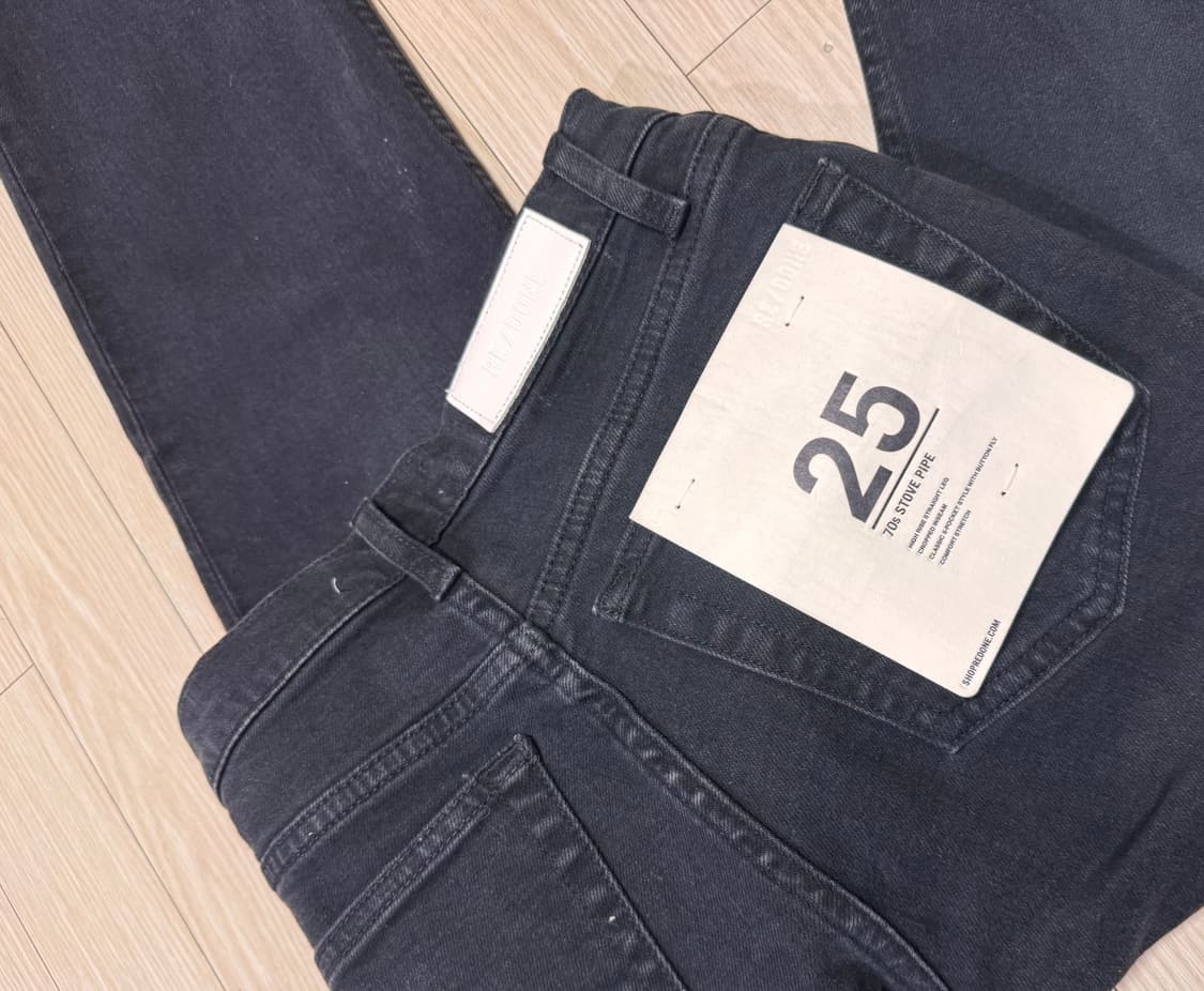 25 텍달린 새상품 리던 re/done 스토브파이프 블랙 데님 진 청바지 상품이미지6