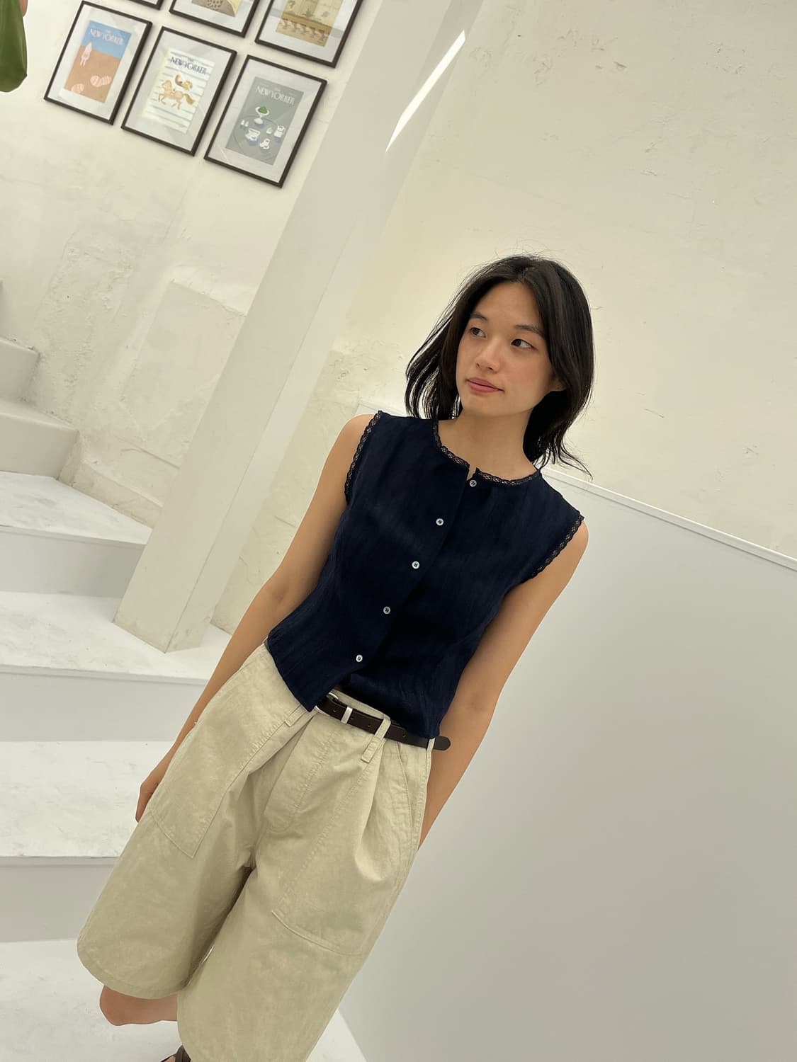 비아플레인 네이비 베스트 via boris button vest navy 상품이미지7