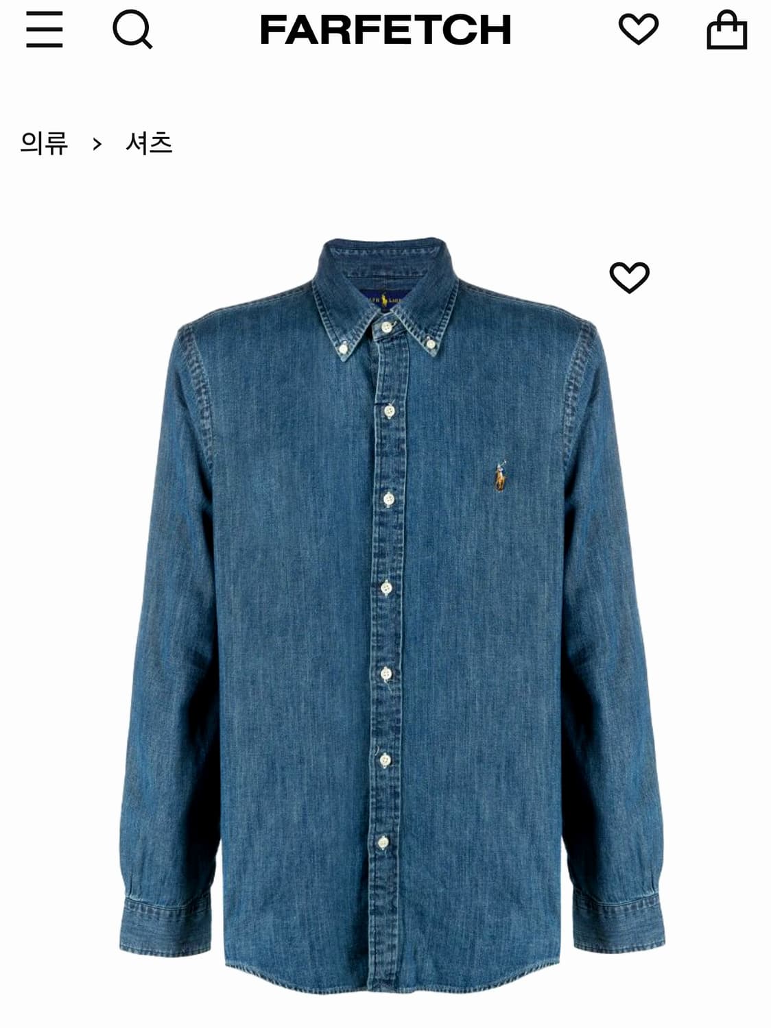 폴로 랄프로렌 중청 데님 셔츠 XL사이즈 새상품 상품이미지5