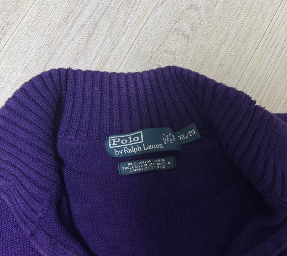폴로 랄프로렌 퍼플 하프집업 코튼니트 XL 상품이미지4