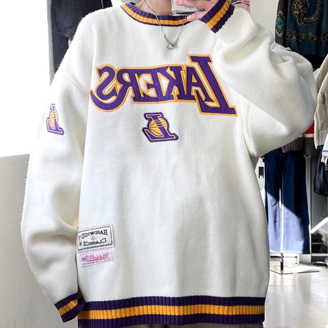 NBA LA 레이커스 엠브로이드 오버사이즈 니트 상품이미지1