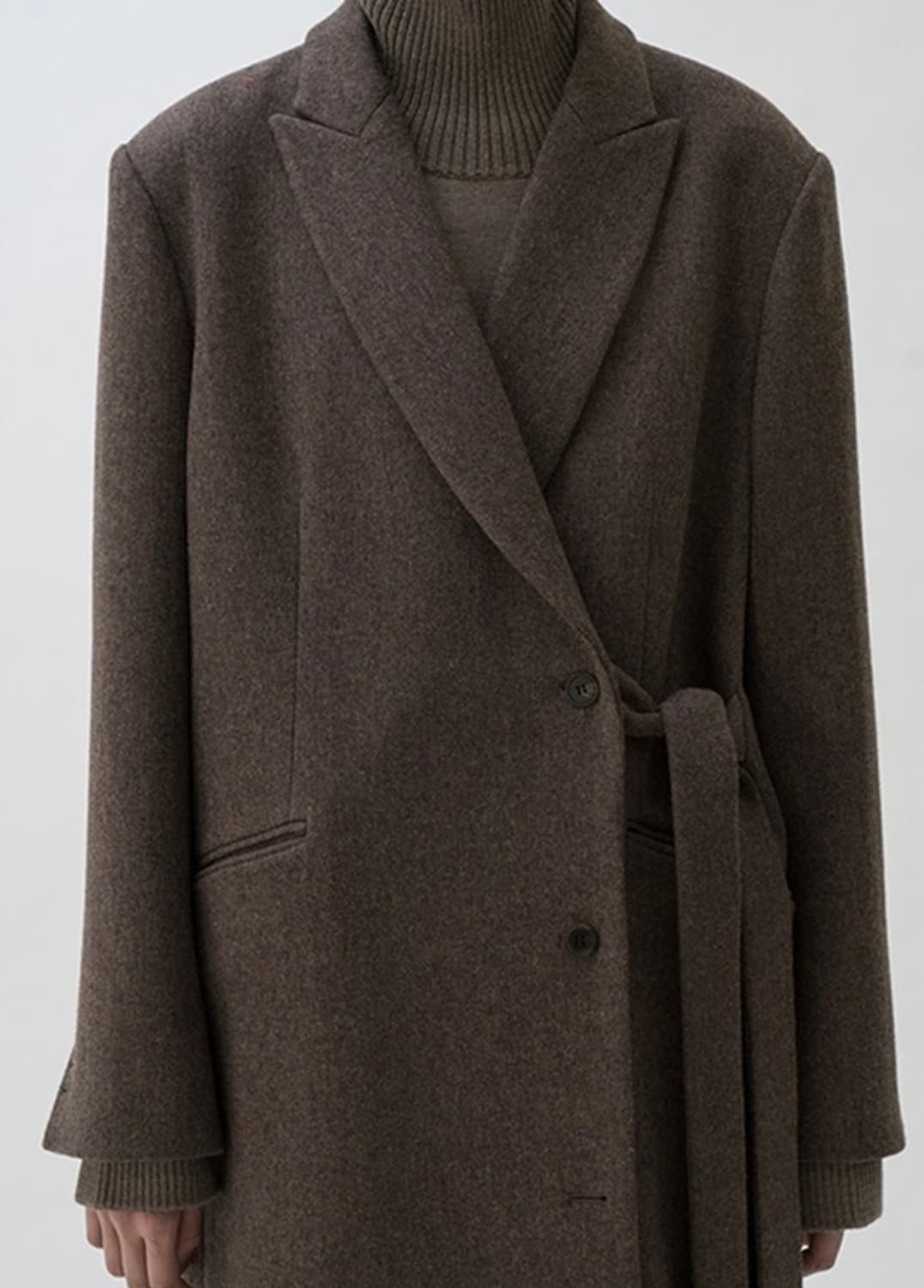 르917 SIDE BELTED COAT 브라운 상품이미지5
