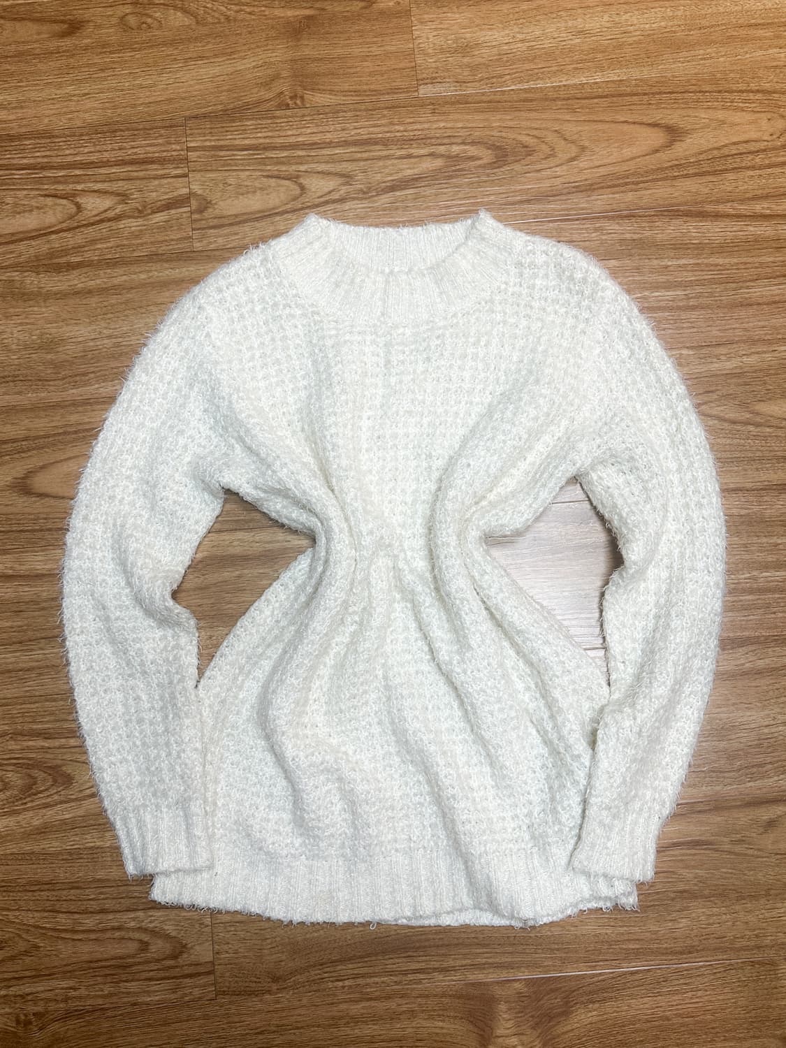 빈티지 화이트 퍼 니트 티셔츠 히메갸루 로걀 라떼 달천깔 히메카지 모리걸 상품이미지1