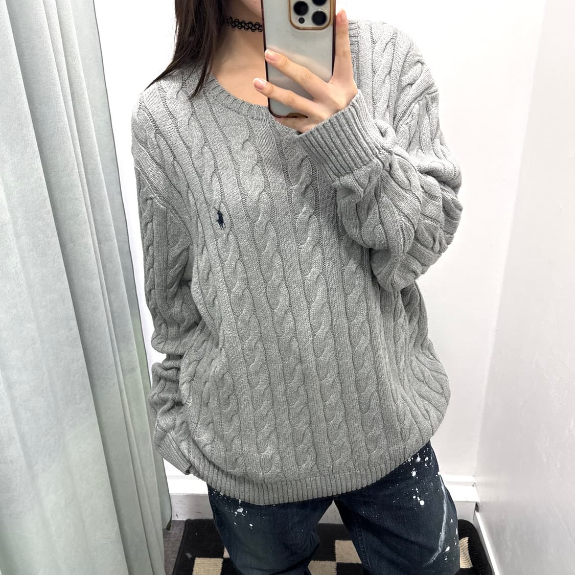 폴로 그레이 케이블 니트 상품이미지2