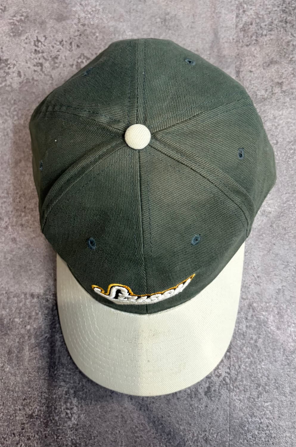 90s 스투시 볼캡 그린/화이트 모자 상품이미지3