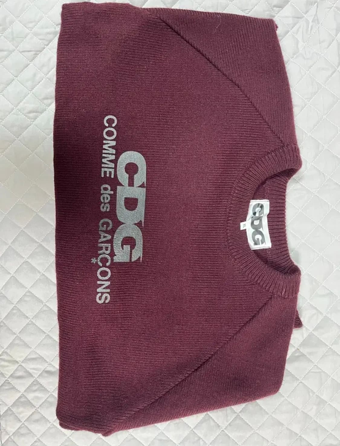 꼼데가르송 라운드 풀오버 니트 XL 버건디 상품이미지2