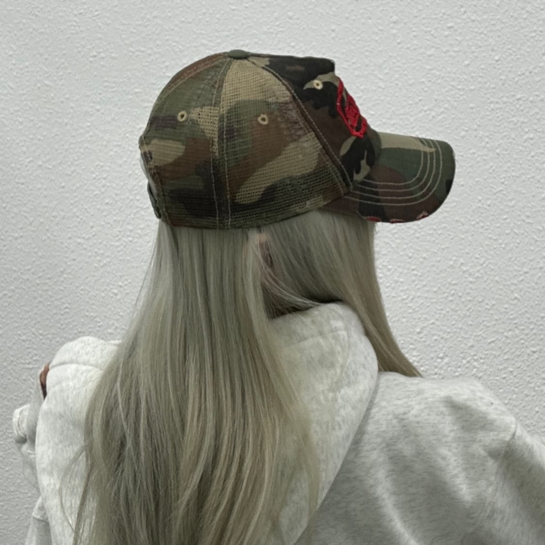 본더치 y2k 레드자수 카모 볼캡 상품이미지3