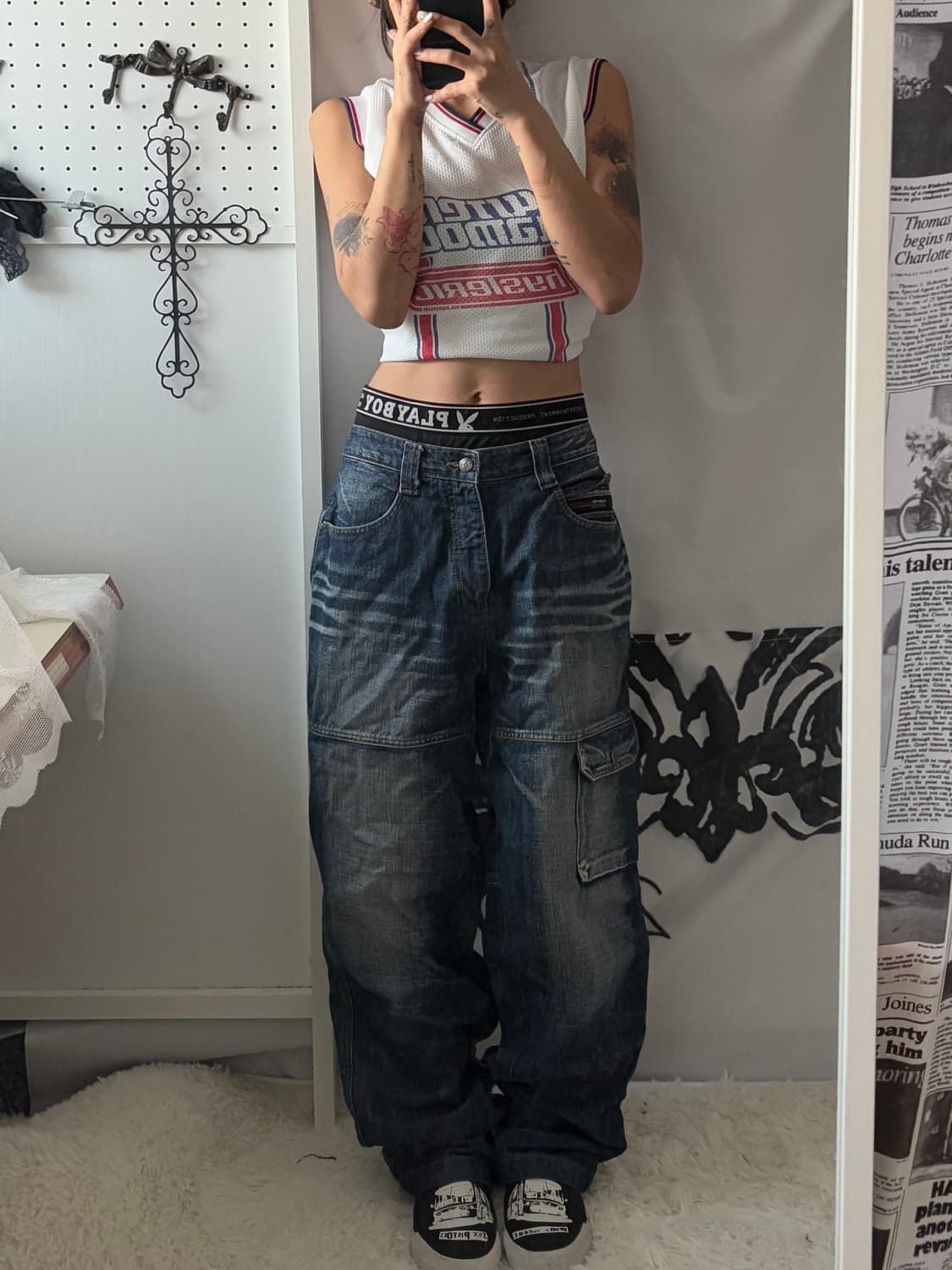 fubu back lettering cargo denim pants 상품이미지5