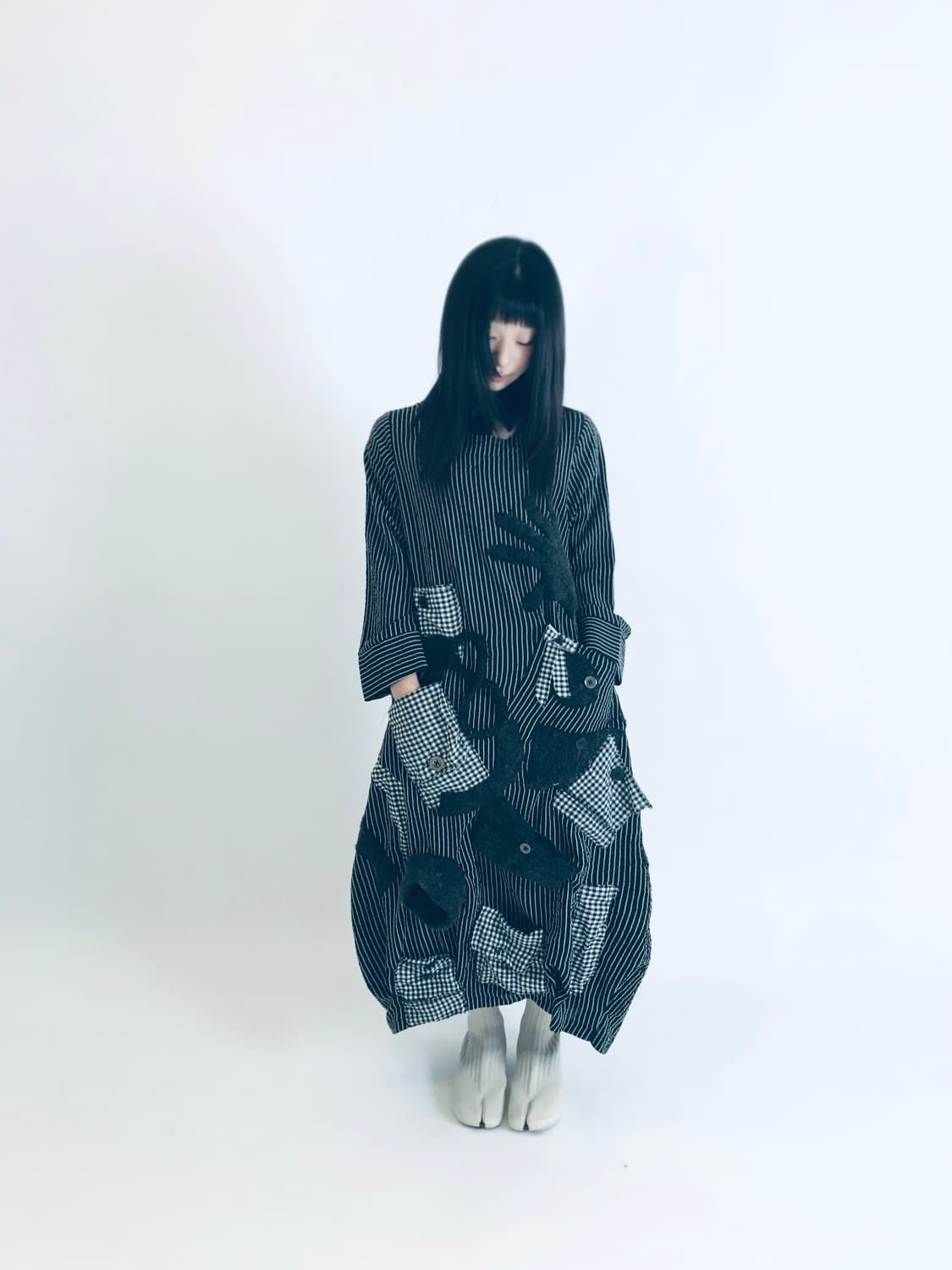 Custom) Stripe pocket mix long onepiece 상품이미지3