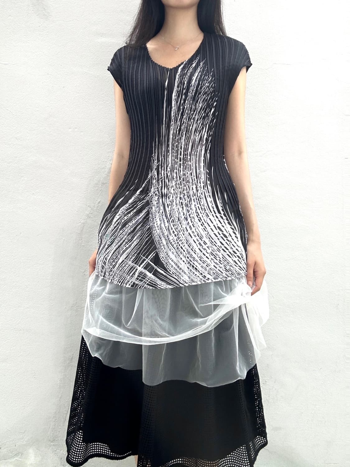 Net flare midi skirt / black 상품이미지7