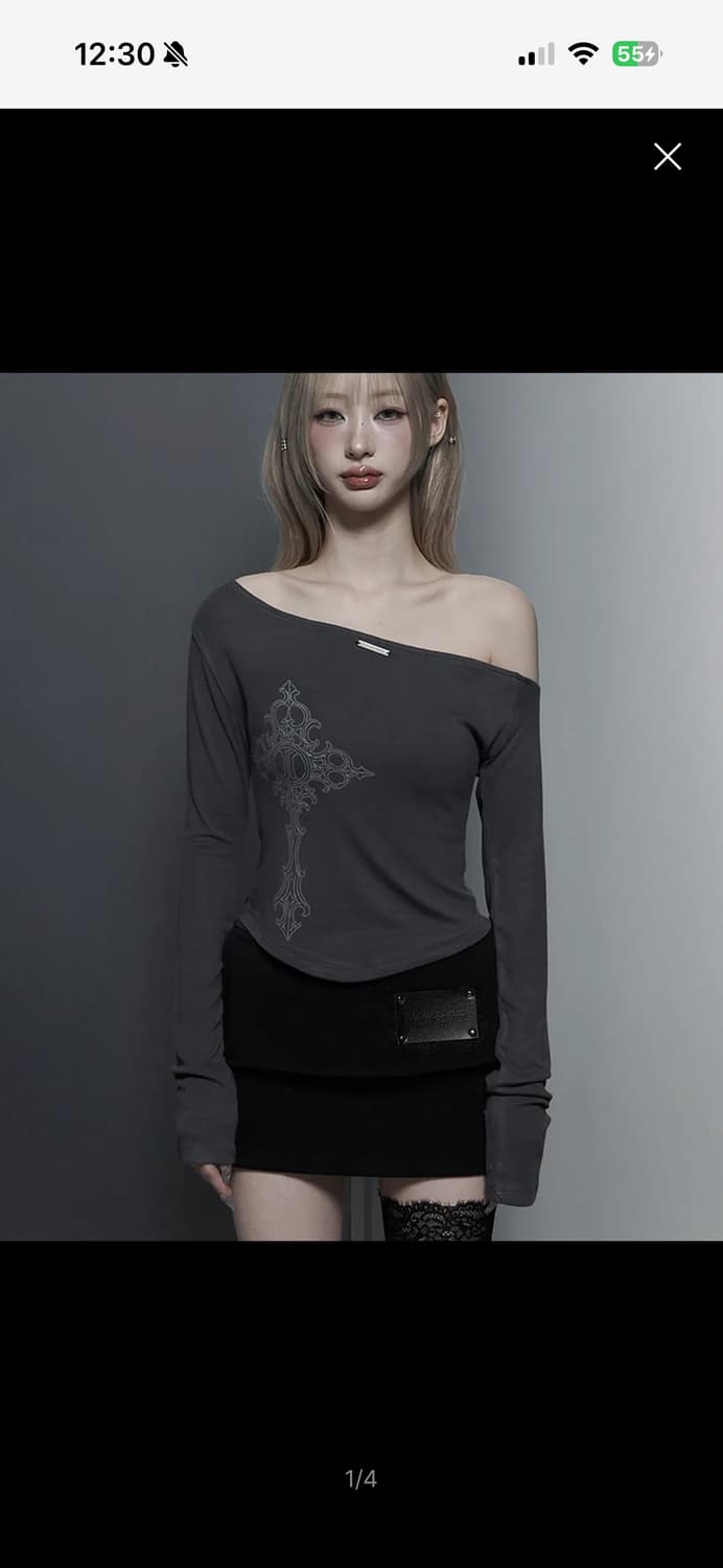 에트오소메 Lettering Printing One-Shoulder 상품이미지1