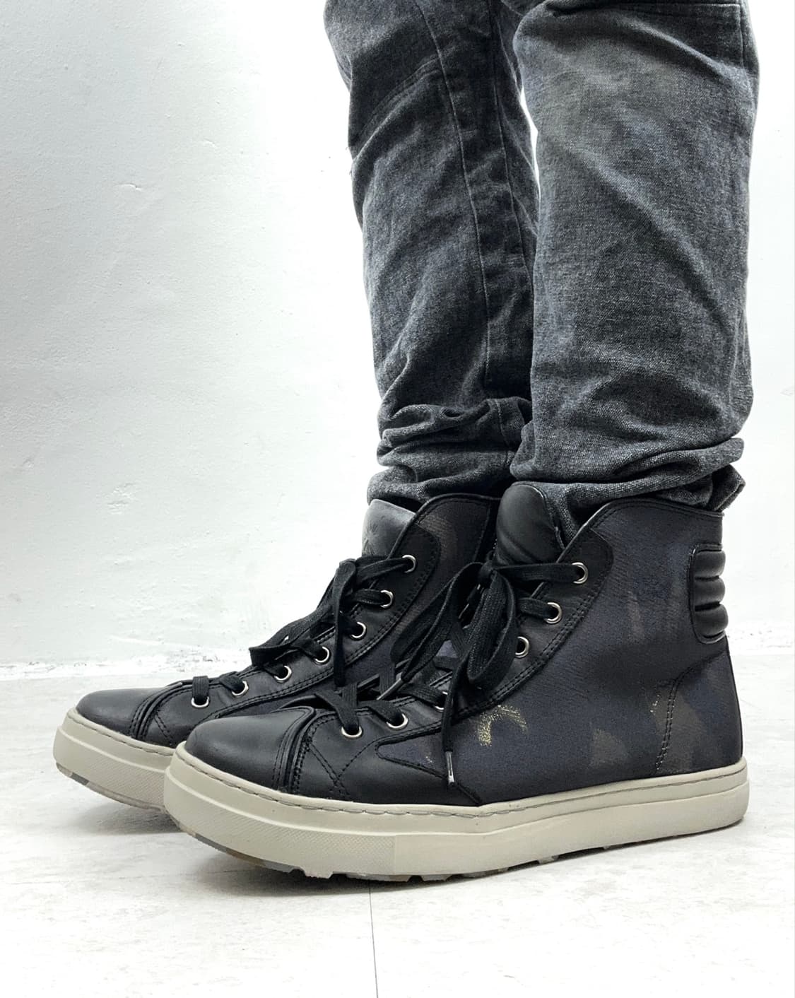 Miharayasuhiro Leather & Camo High Top S 상품이미지1