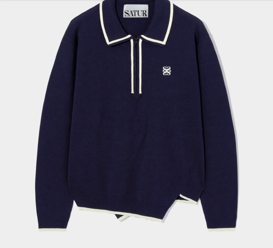 세터 언발란스 하프집업 니트 (블랙) 상품이미지2