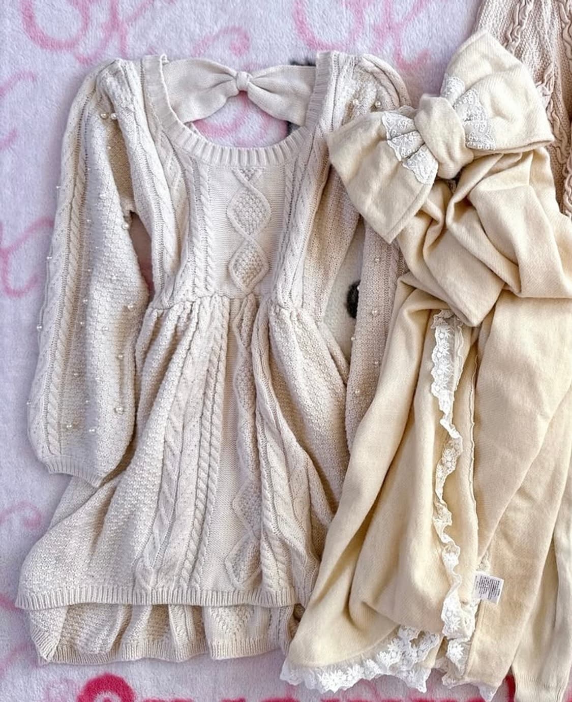 잉그니 라떼갸루 진주 리본 원피스 상품이미지1