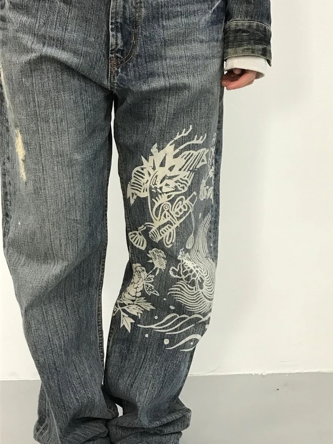 JPN Oriental Graphic Print Denim Pants 상품이미지2