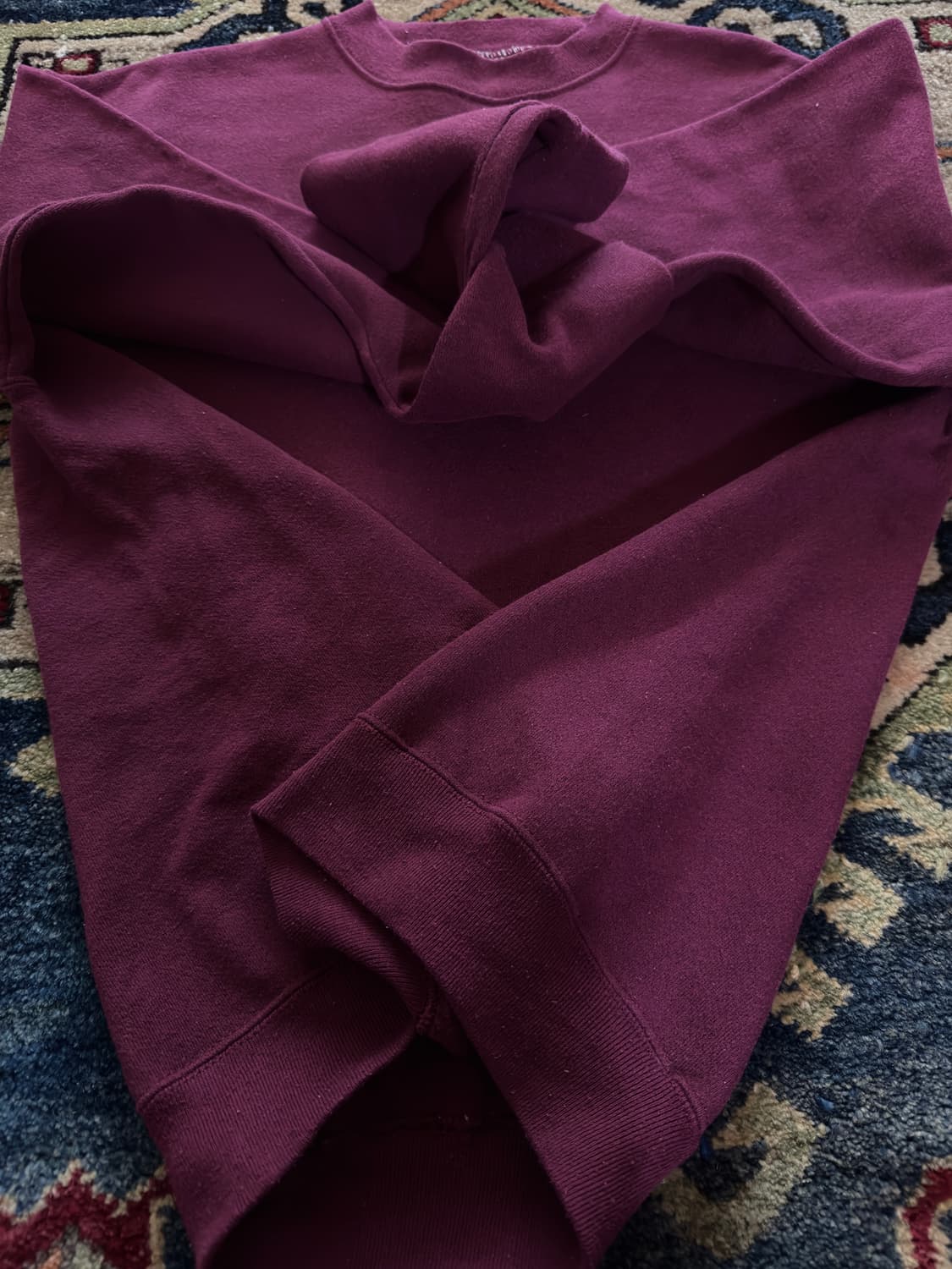 90s USA Maroon wine Plain sweatshirt 상품이미지4